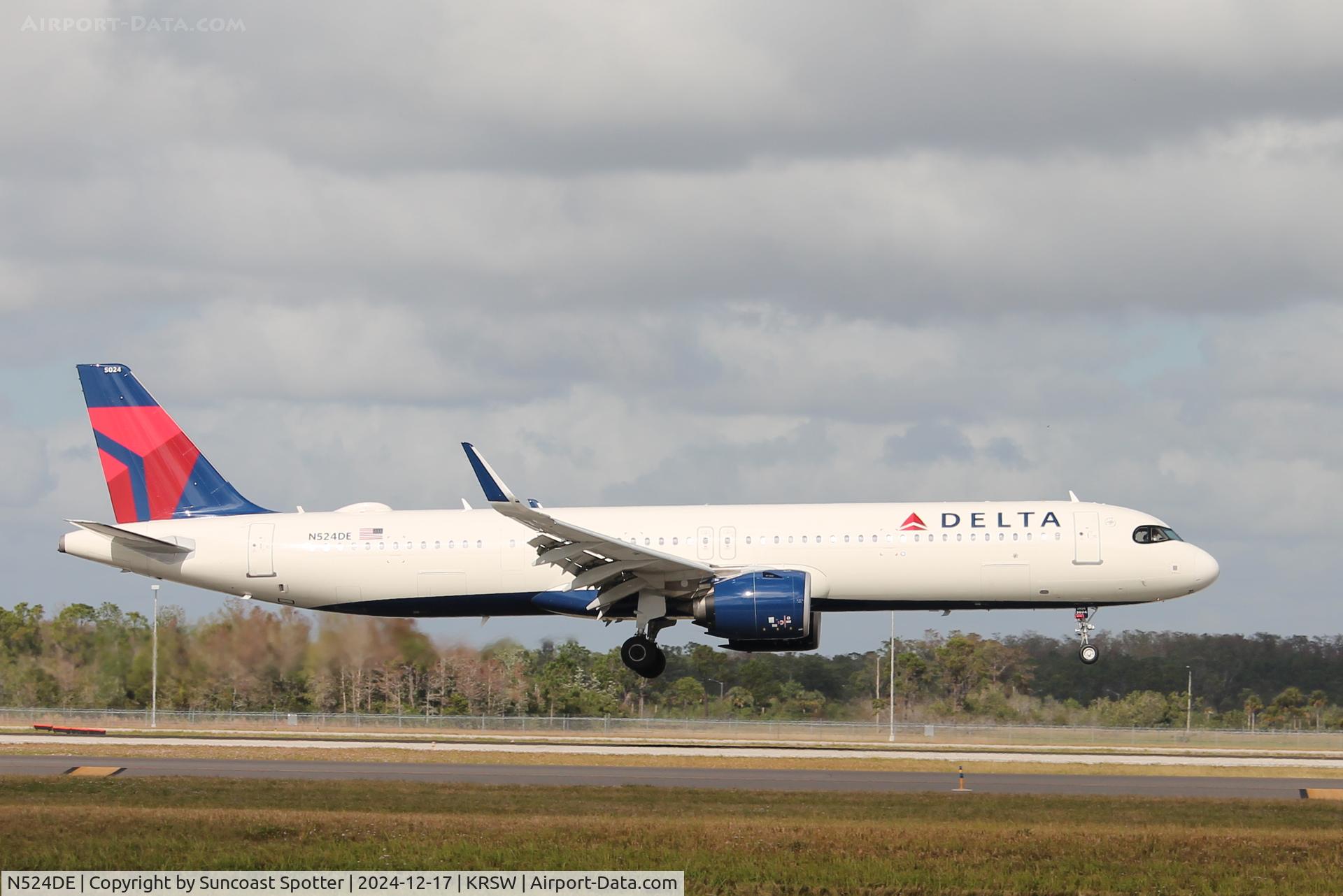 N524DE, 2023 Airbus A321-271NX C/N 11207, Delta Flight 2474 arrives on Runway 6 at Southwest Florida International Airport following flight from Boston-Logan International Airport