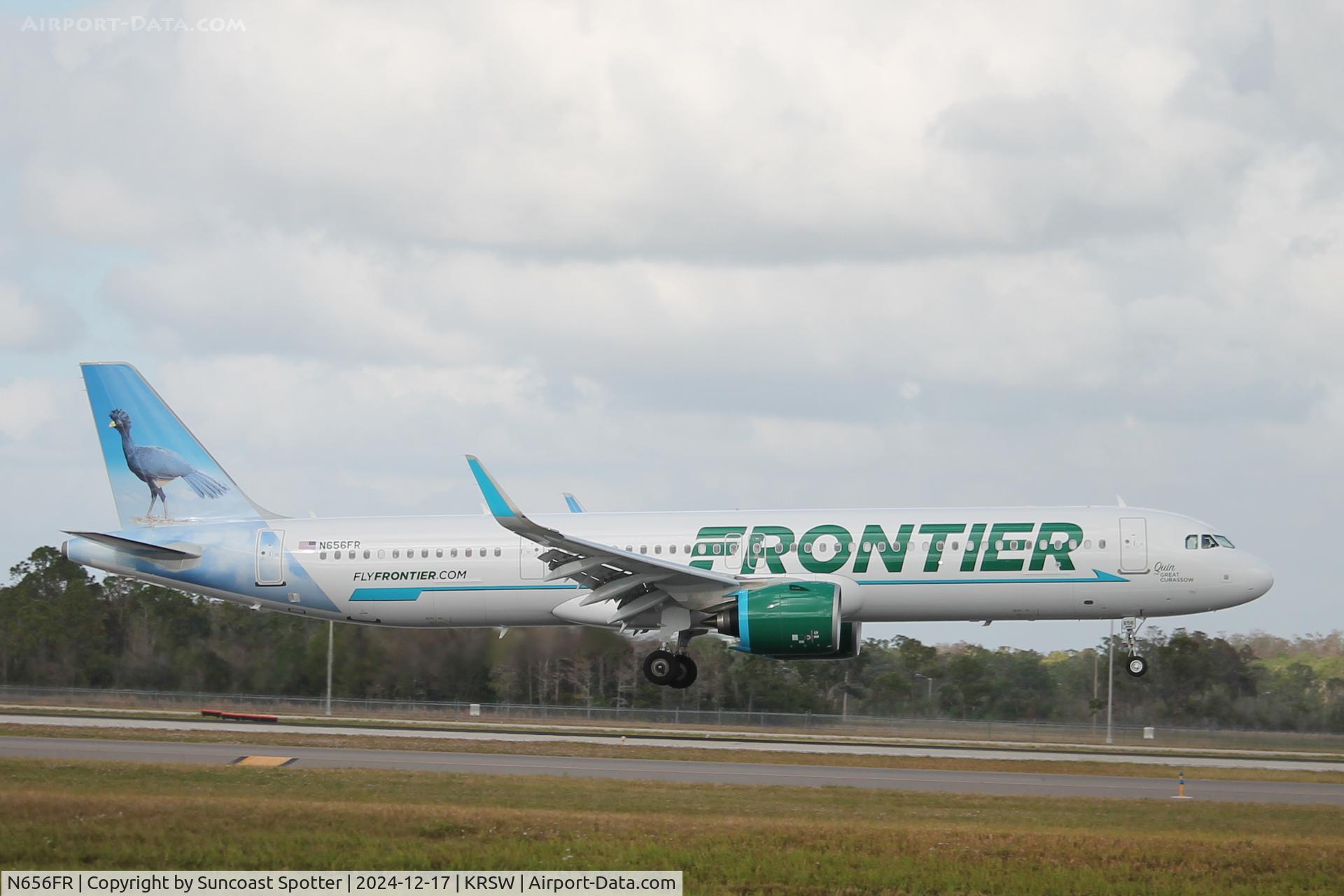 N656FR, 2024 Airbus A321-271NX C/N 12261, Frontier Flight 3894 arrives on Runway 6 at Southwest Florida International Airport following flight from Detroit Metro Airport