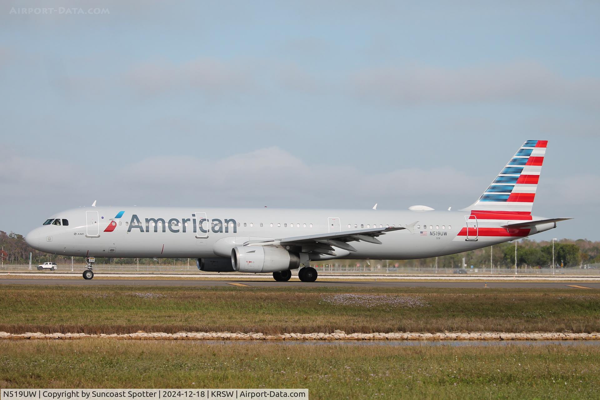 N519UW, 2009 Airbus A321-231 C/N 3881, American Flight 2555 taxis at Southwest Florida International Airport prior to flight to Charlotte-Douglas International Airport