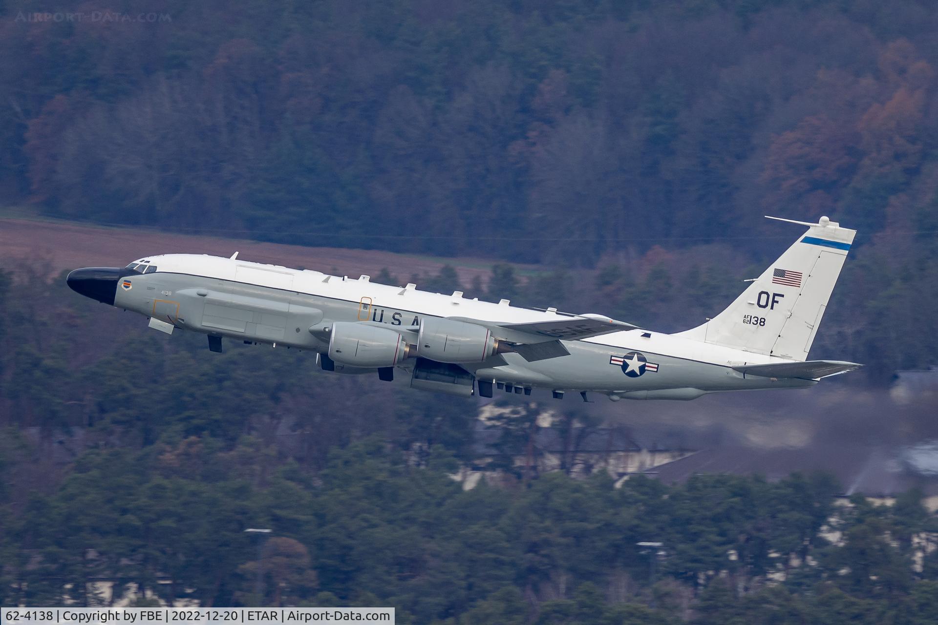 62-4138, 1962 Boeing RC-135W Rivet Joint C/N 18478, departure from Ramstein AB