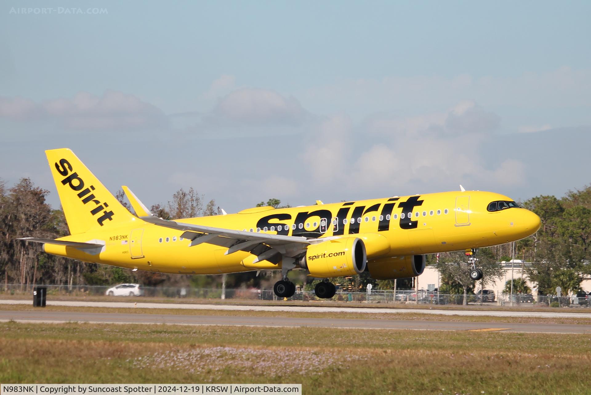 N983NK, 2023 Airbus A320-271N C/N 11511, Spirit Flight 1235 arrives on Runway 6 at Southwest Florida International Airport following flight from Detroit Metro Airport