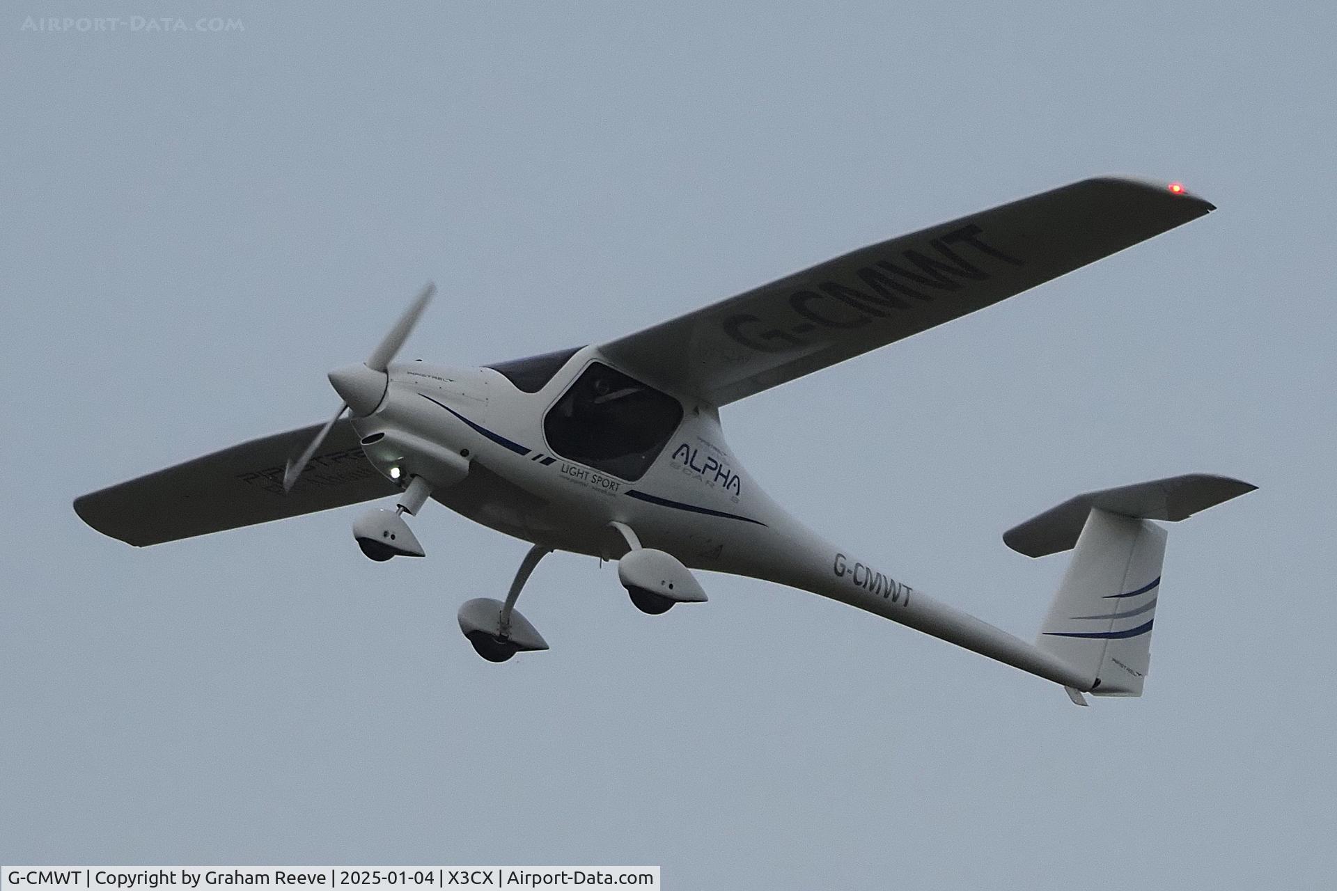 G-CMWT, 2024 Pipistrel D.O.O. Alpha BCAR-S 164A C/N AT164A0011, Departing from Northrepps.
