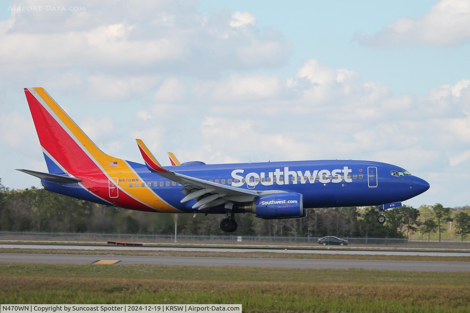 N470WN, 2004 Boeing 737-7H4 C/N 33860, Southwest Flight 246 arrives on Runway 6 at Southwest Florida International Airport following flight from John Glenn Columbus International Airport