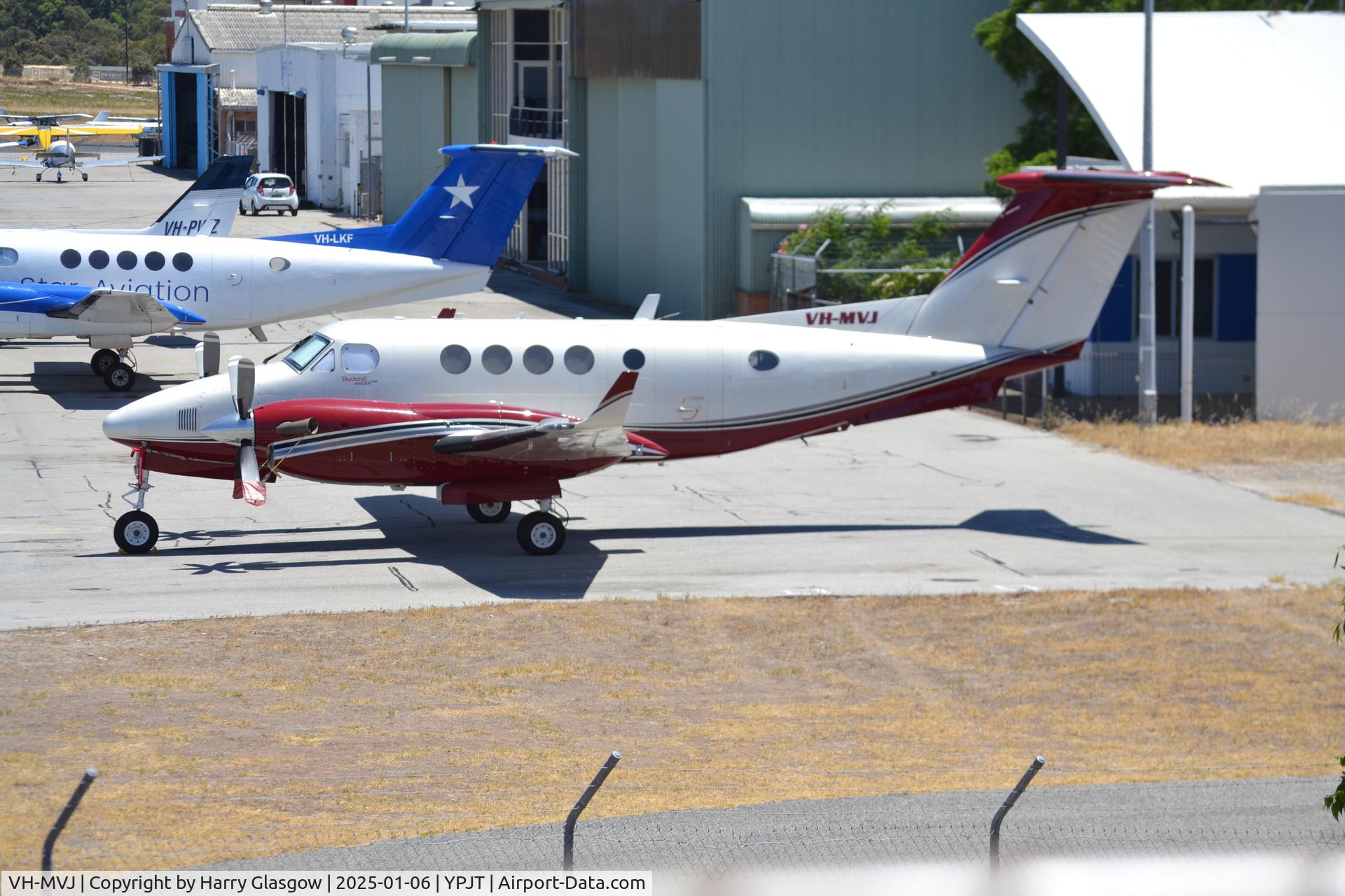 VH-MVJ, 2003 Raytheon B200 King Air C/N BB-1842, A King Air parked up in the midday sun