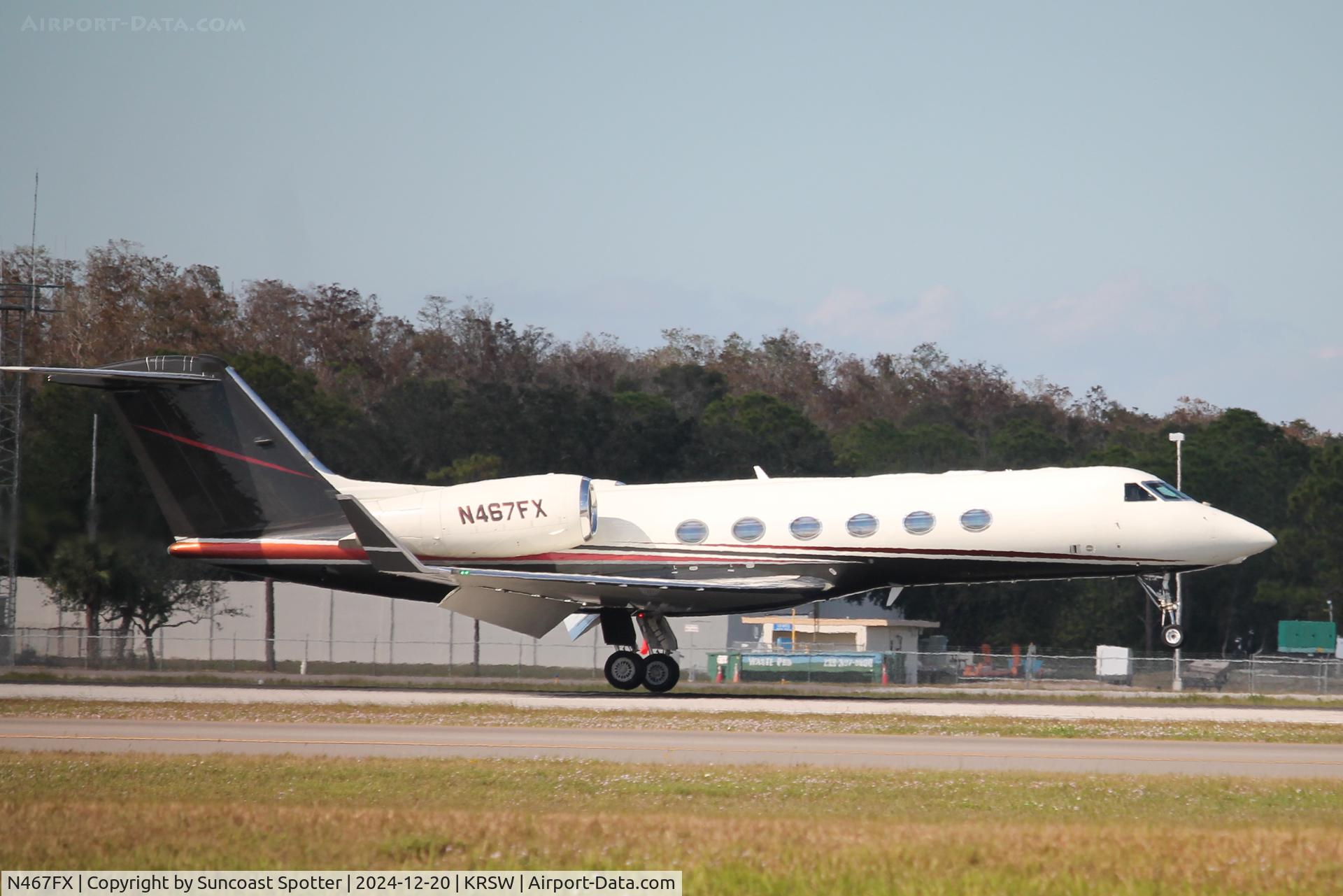 N467FX, 2006 Gulfstream Aerospace G450 (GIV-X) C/N 4156, Flexjet Flight 467 arrives on Runway 6 at Southwest Florida International Airport following flight from Orlando-Sanford International Airport