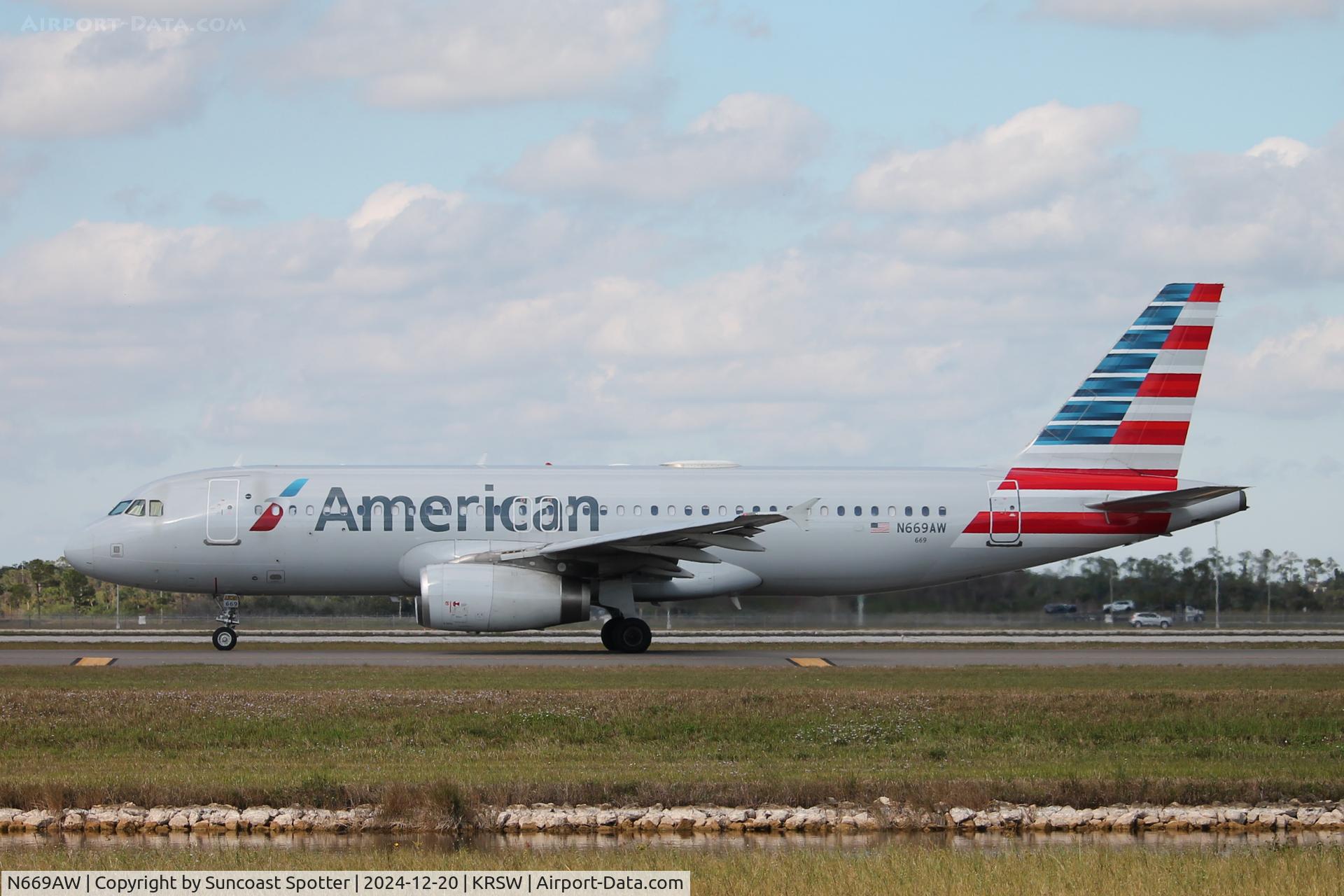 N669AW, 2002 Airbus A320-232 C/N 1792, American Flight 1935 taxis at Southwest Florida International Airport prior to flight to Charlotte-Douglas International Airport