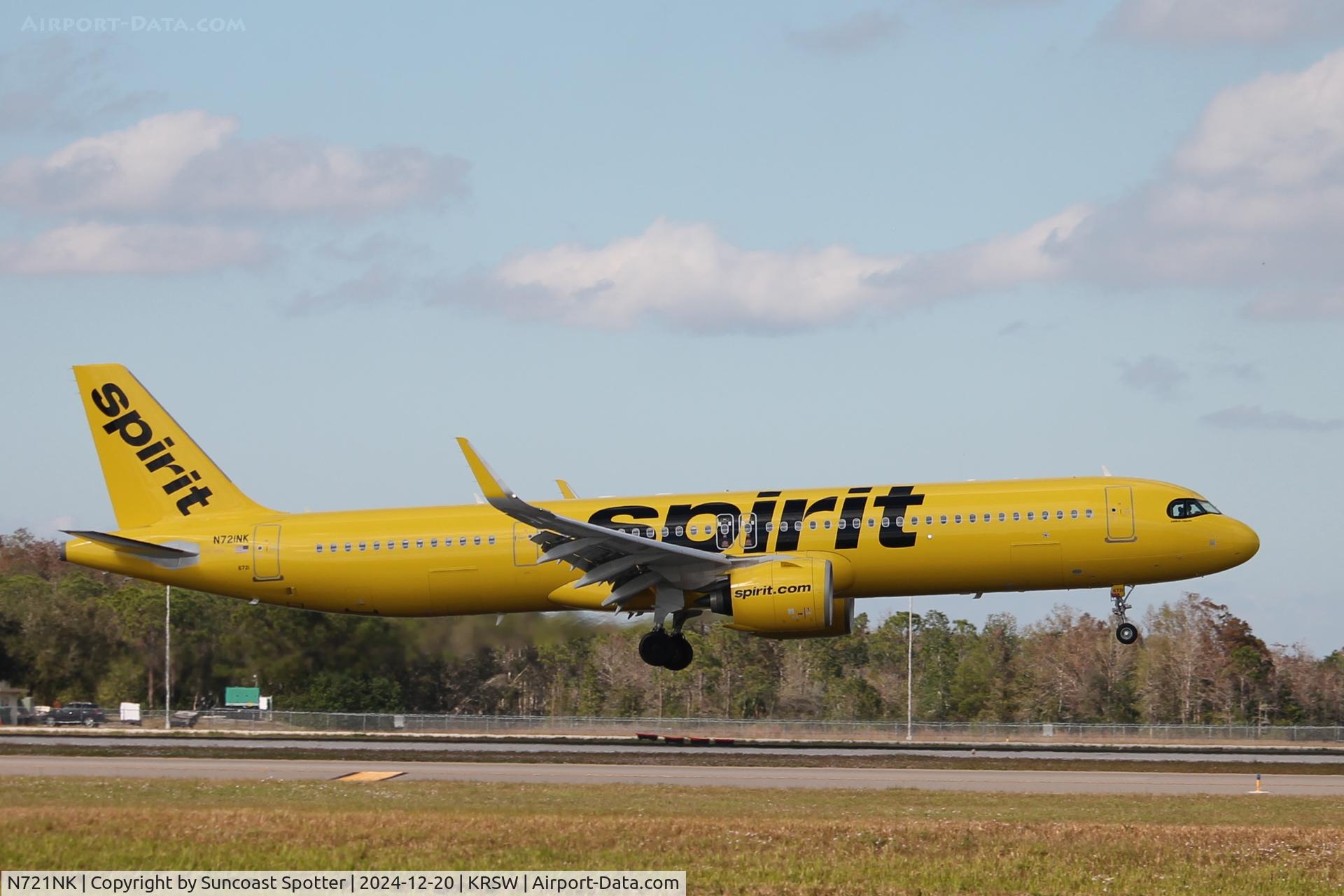 N721NK, 2024 Airbus A321-271NX C/N 12009, Spirit Flight 487 arrives on Runway 6 at Southwest Florida International Airport following flight from Chicago-O’Hare International Airport