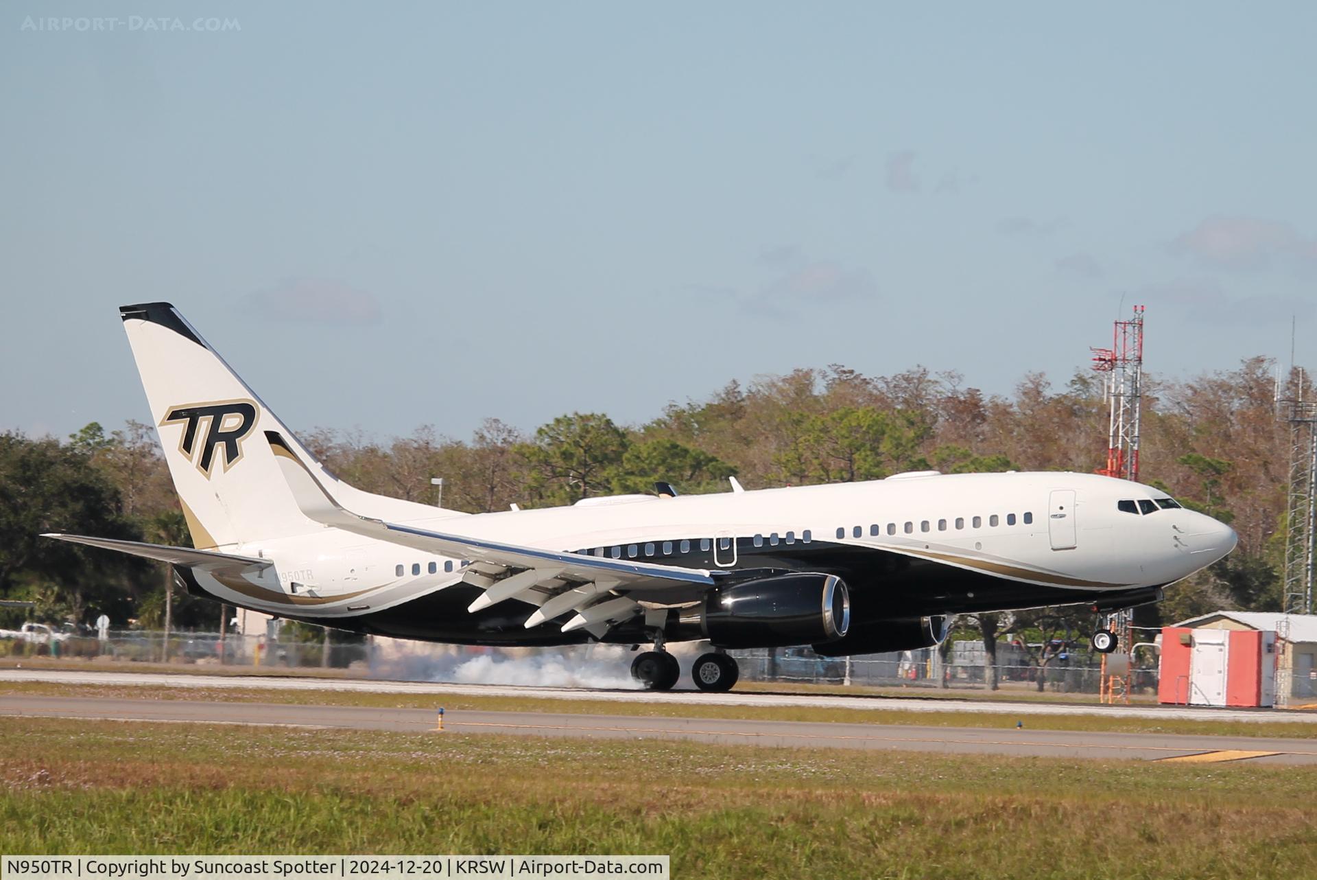 N950TR, 1999 Boeing 737-7CG BBJ C/N 30751, Boeing BBJ 950TR arrives on Runway 6 at Southwest Florida International Airport following flight from Palm Beach International Airport