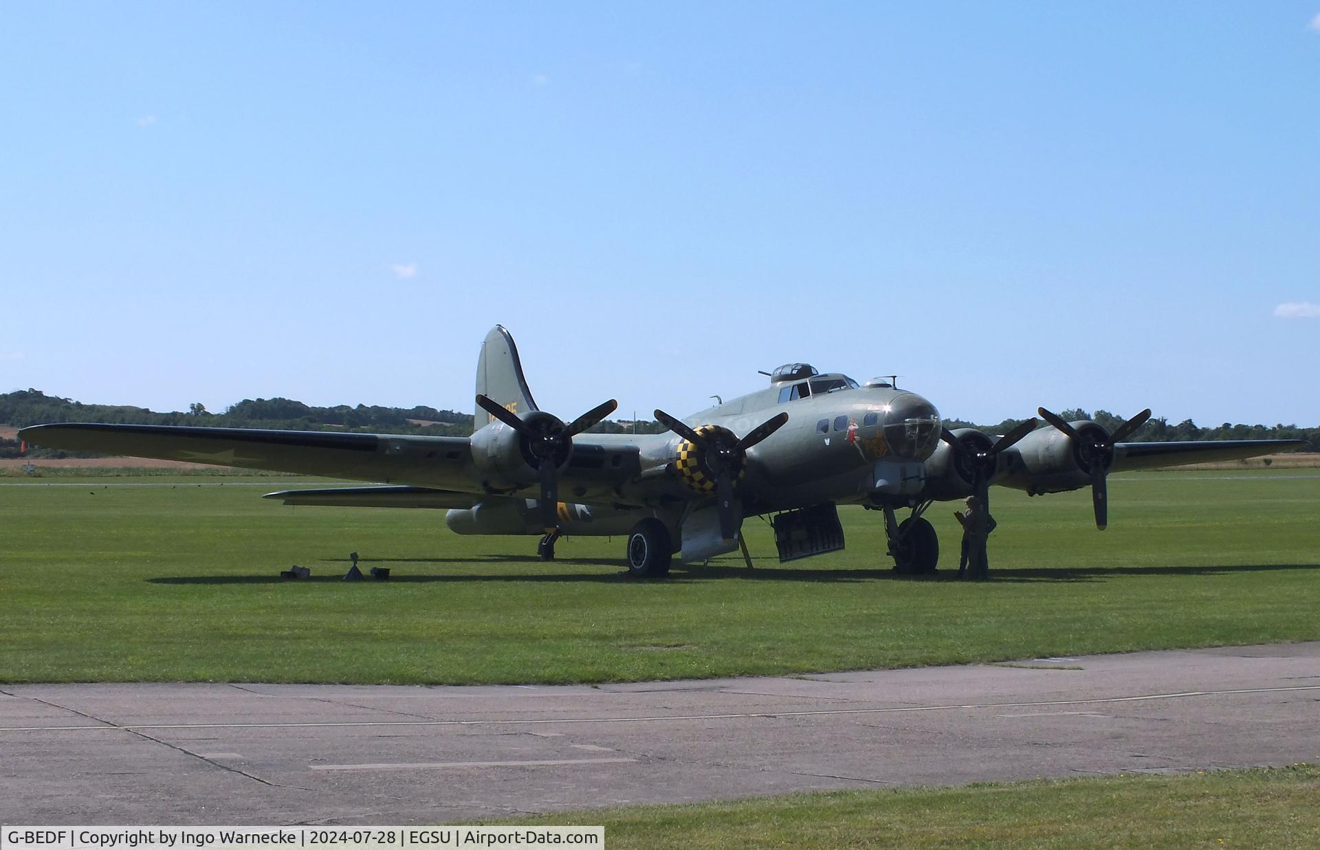 G-BEDF, 1944 Boeing B-17G Flying Fortress C/N 8693, Boeing B-17G Flying Fortress at Duxford airfield (two days after Duxford Flying Day: The Americans 2024)