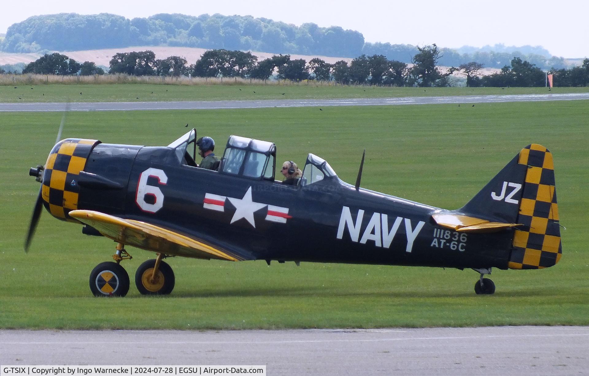 G-TSIX, 1948 North American AT-6C Harvard IIA C/N 88-9725, North American AT-6C Harvard II A at Duxford airfield (two days after Duxford Flying Day: The Americans 2024)