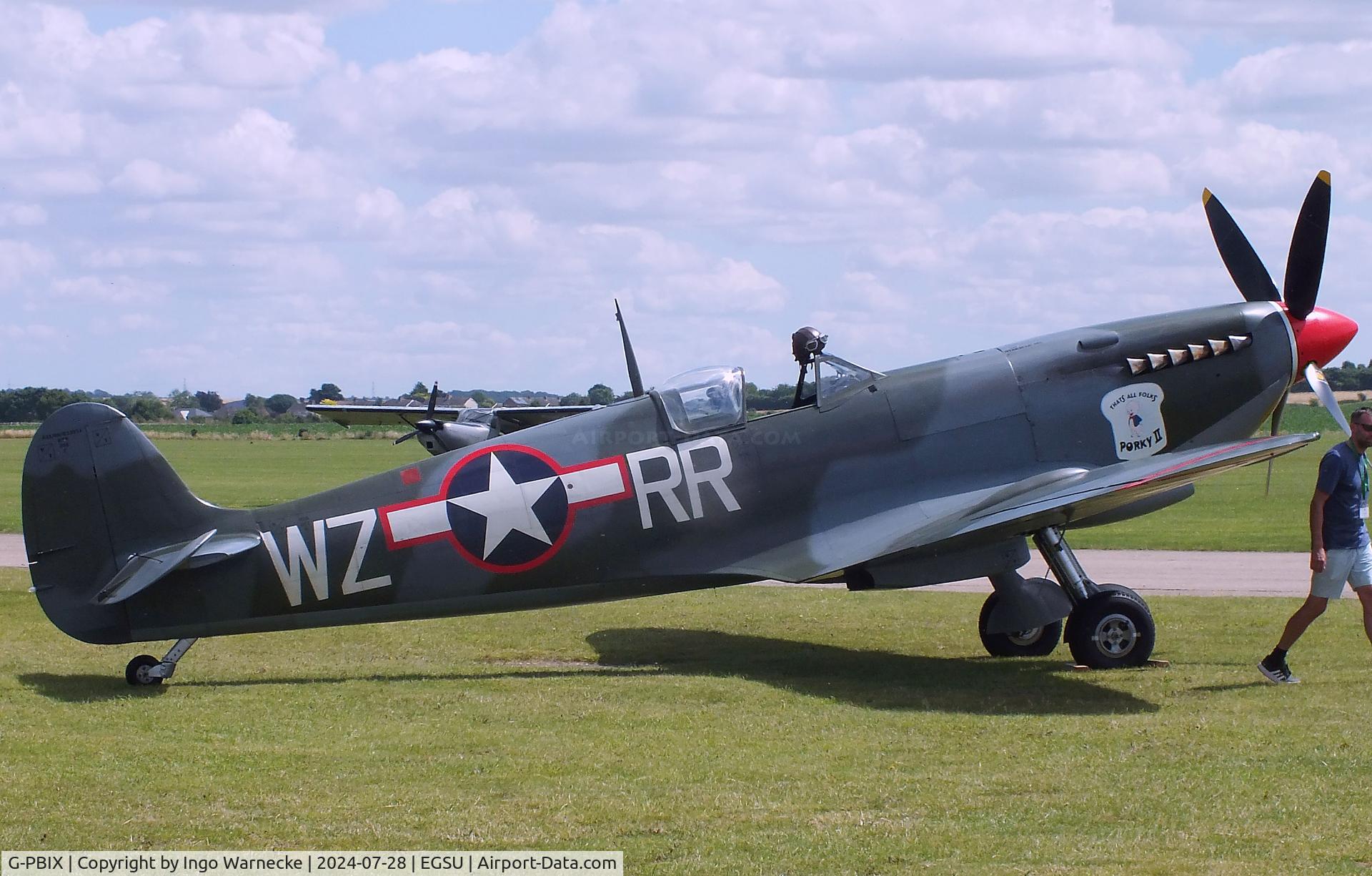 G-PBIX, 1945 Supermarine 361 Spitfire LF.XVIe C/N CBAF.11581, Supermarine Spitfire LF XVIe at Duxford airfield (two days after Duxford Flying Day: The Americans 2024)