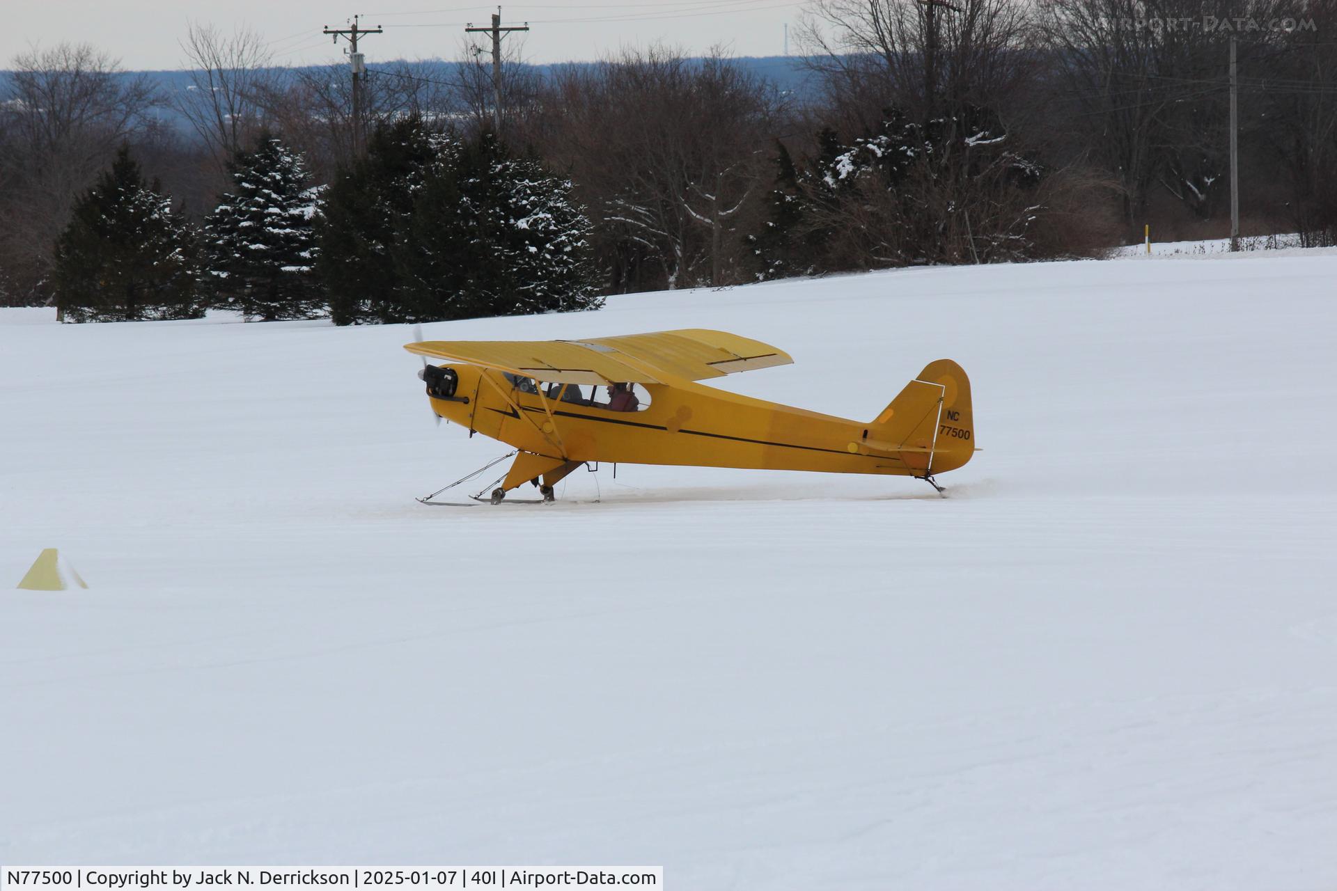 N77500, Piper J3C-65 Cub C/N 21991, Cub on Skis