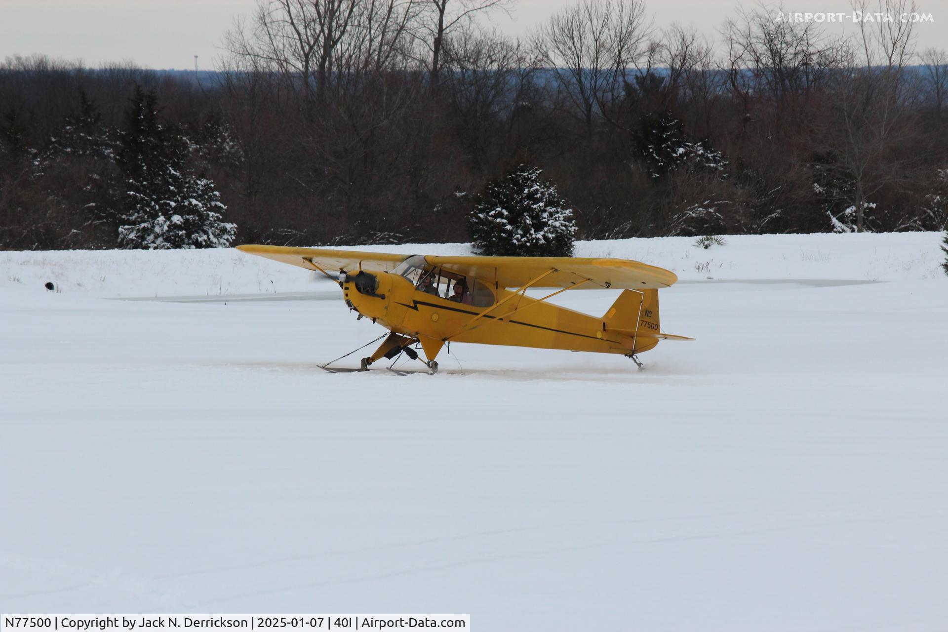 N77500, Piper J3C-65 Cub C/N 21991, Cub on Skis