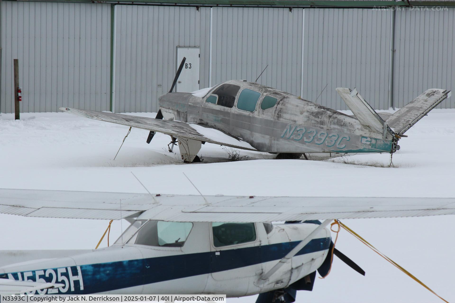 N3393C, 1955 Beech F35 Bonanza C/N D-4060, Bonanza in the snow