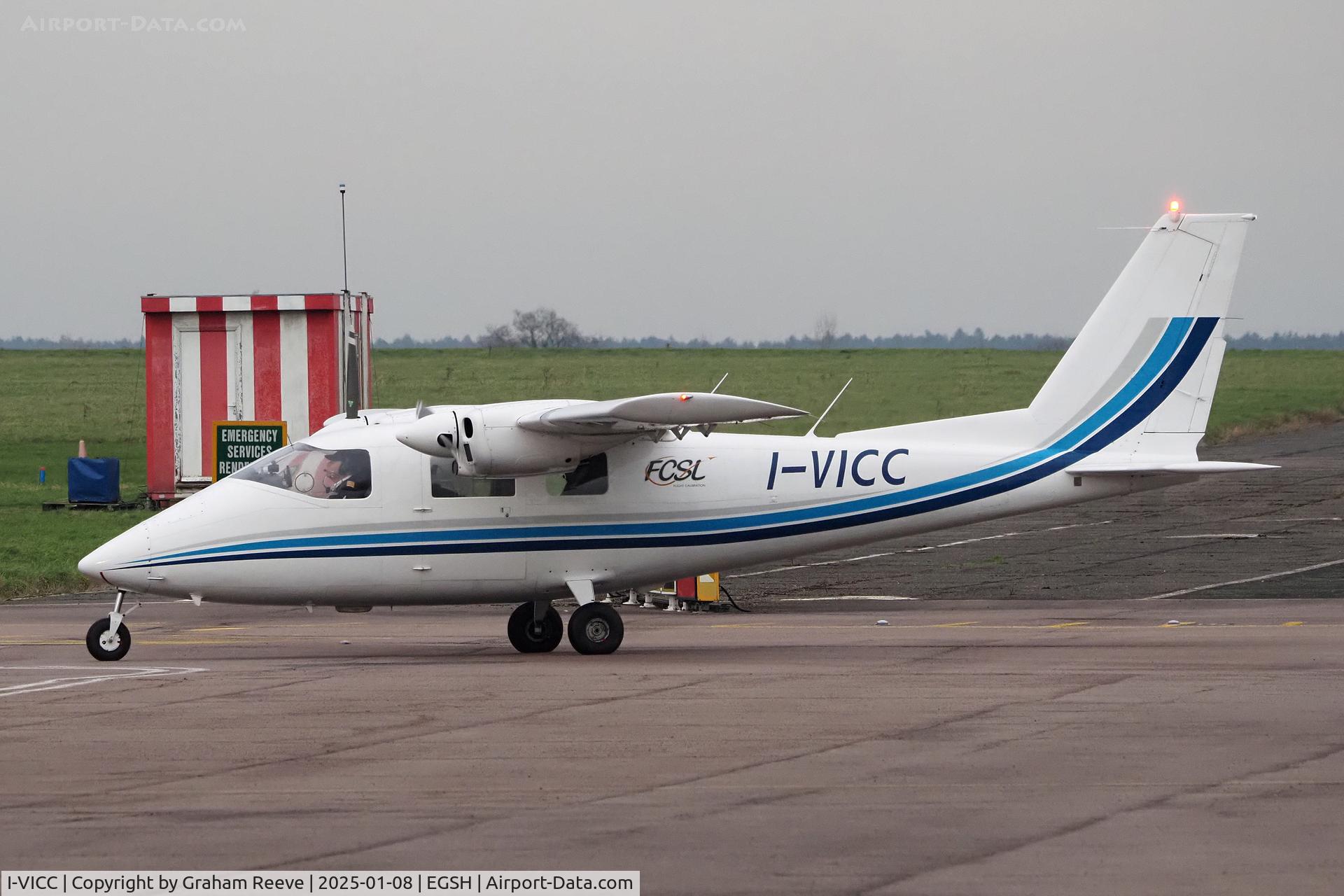 I-VICC, 1974 Partenavia P-68B Victor C/N 16, Just landed at Norwich.