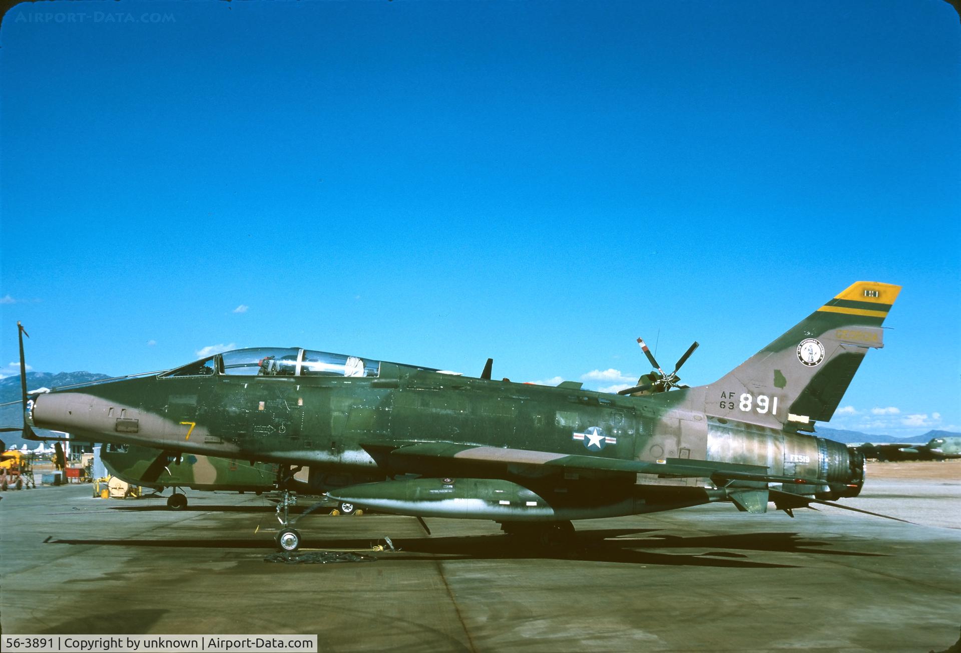 56-3891, 1956 North American F-100F Super Sabre C/N 243-167, Unknown  5.1979