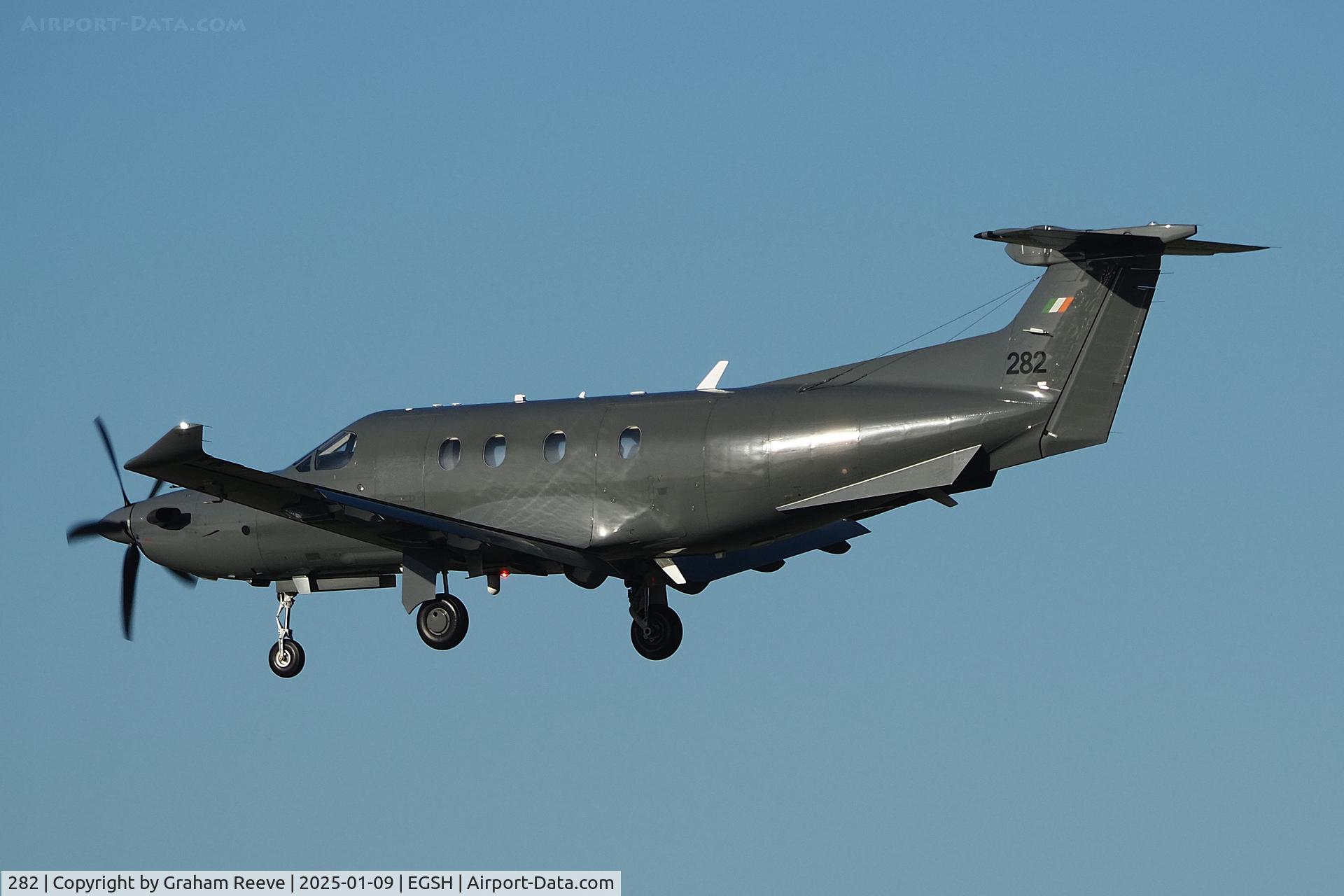 282, Pilatus PC-12/47E Spectre C/N 1838, Landing at Norwich.
