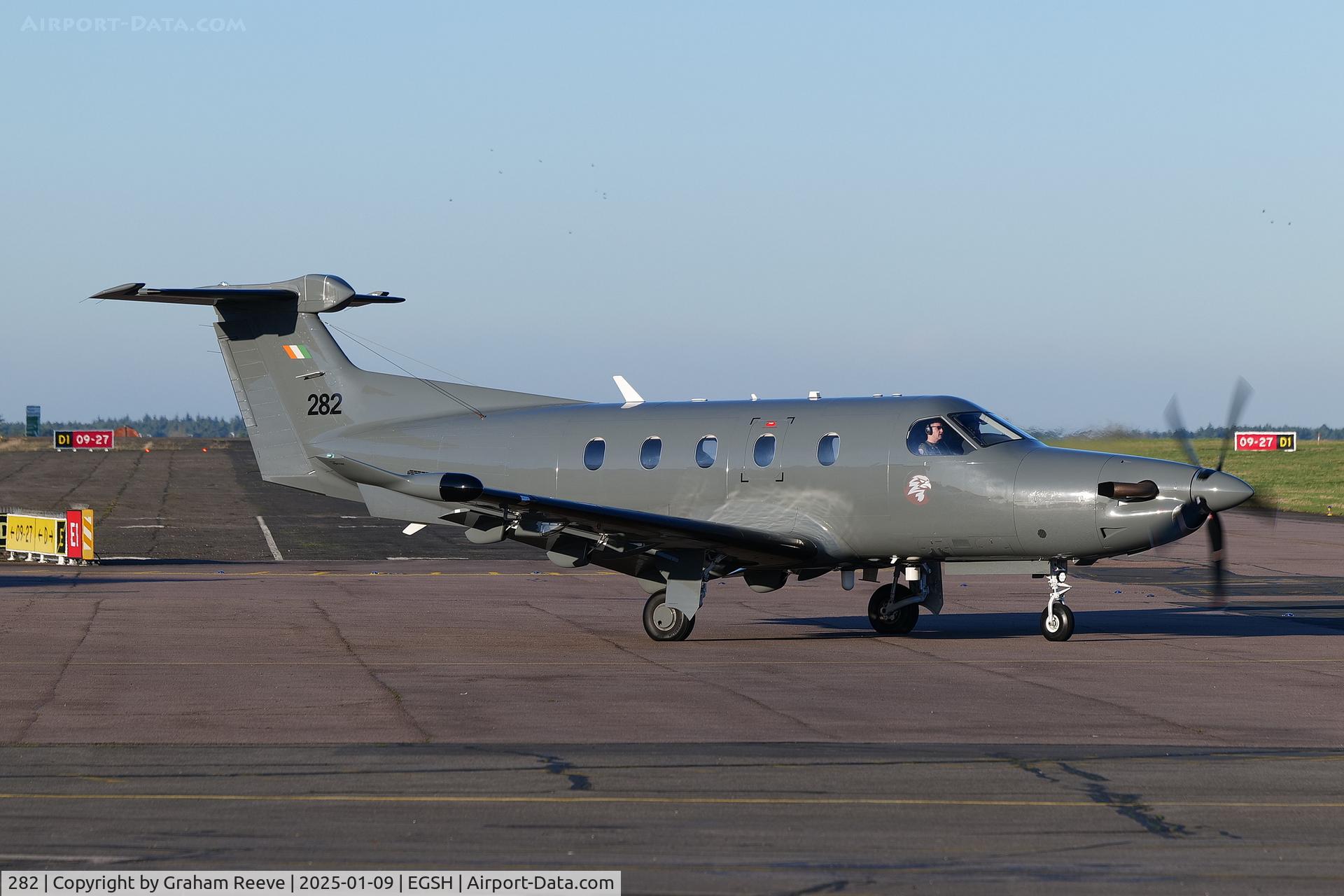 282, Pilatus PC-12/47E Spectre C/N 1838, Departing from Norwich.