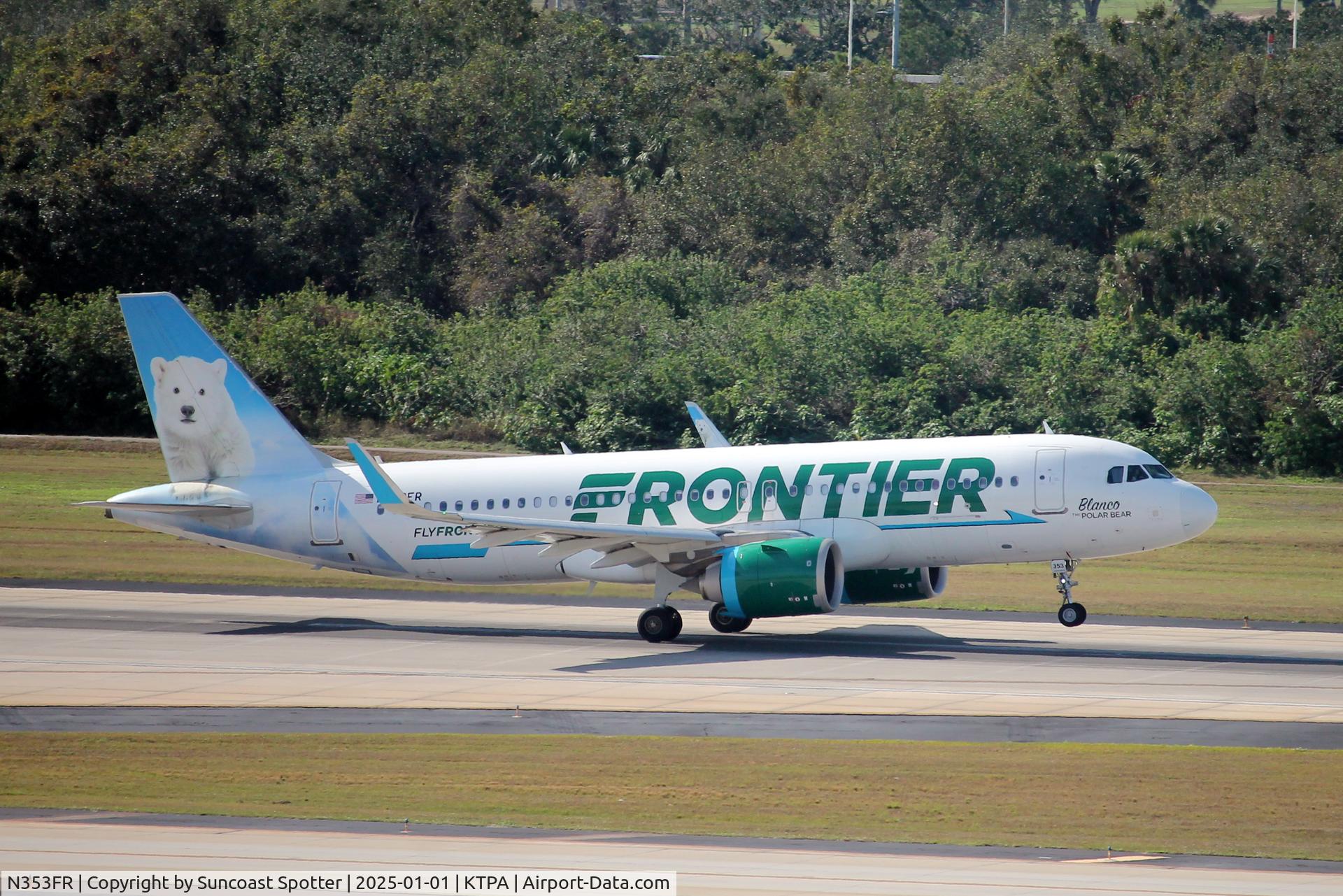 N353FR, 2019 Airbus A320-251N C/N 8977, Frontier Flight 3781 departs Runway 1L at Tampa International Airport enroute to Hartsfield-Jackson Atlanta International Airport