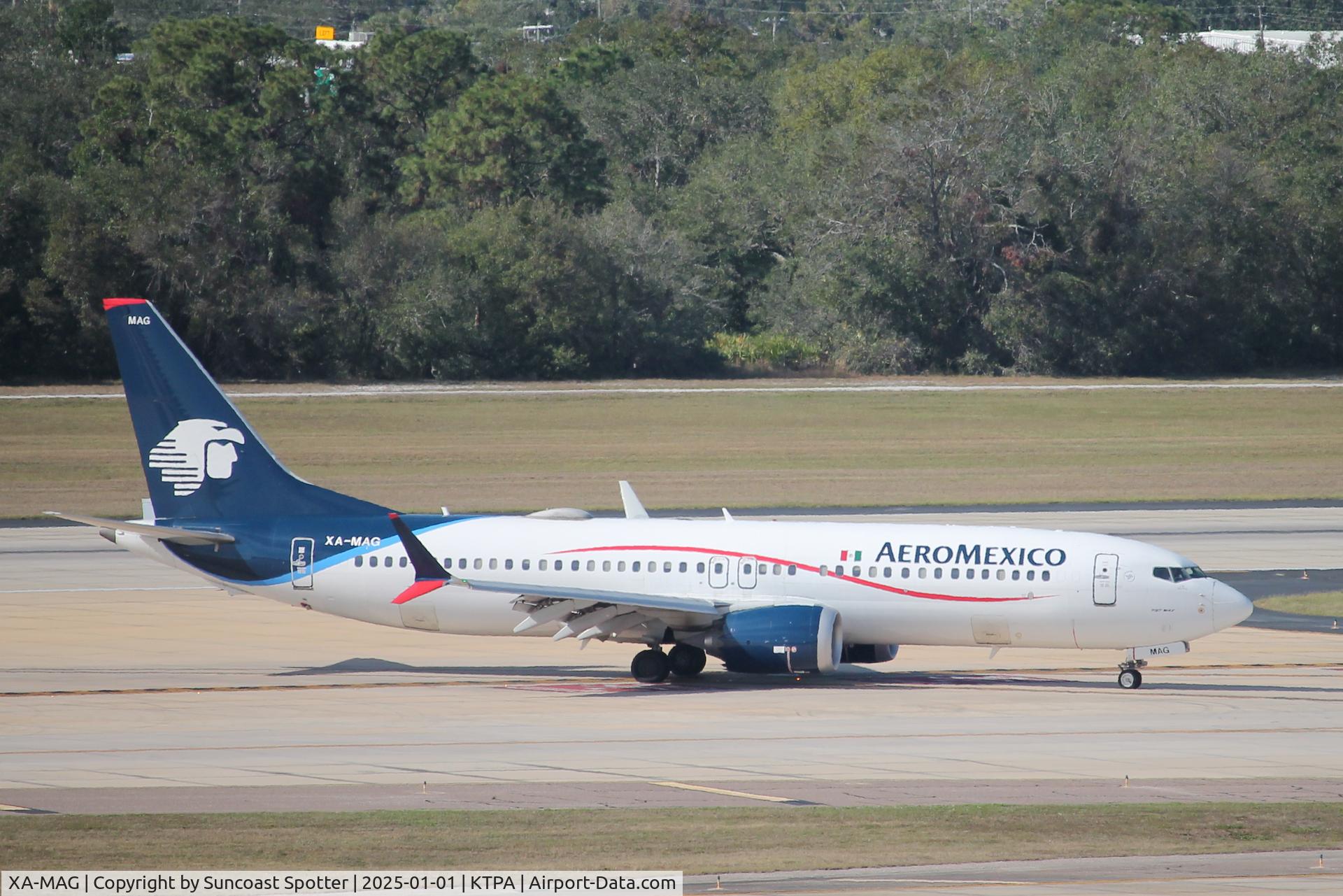 XA-MAG, 2018 Boeing 737-8 Max C/N 43704, Aeromexico Flight 1740 taxis to gate at Tampa International Airport following flight from Mexico City International Airport