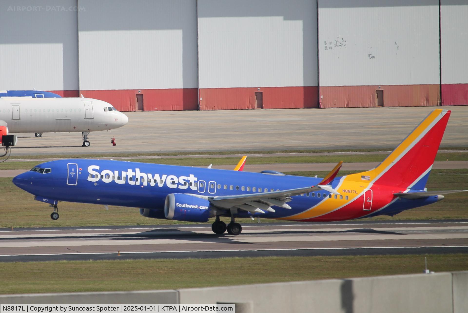 N8817L, 2020 Boeing 737 Max 8 C/N 42537, Southwest Flight 1900 departs Runway 1R at Tampa International airport enroute to Dallas Love Airport