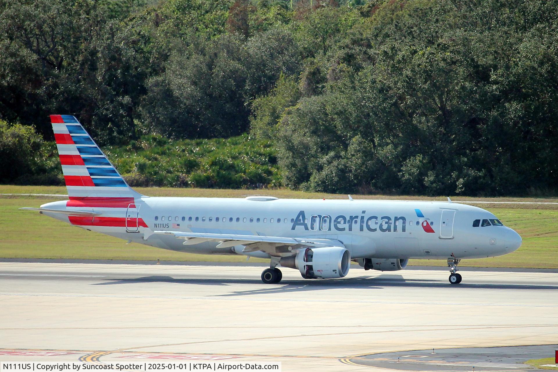 N111US, 1999 Airbus A320-214 C/N 1114, American Flight 1291 arrives on Runway 1L at Tampa International Airport following flight from Charlotte-Douglas International Airport