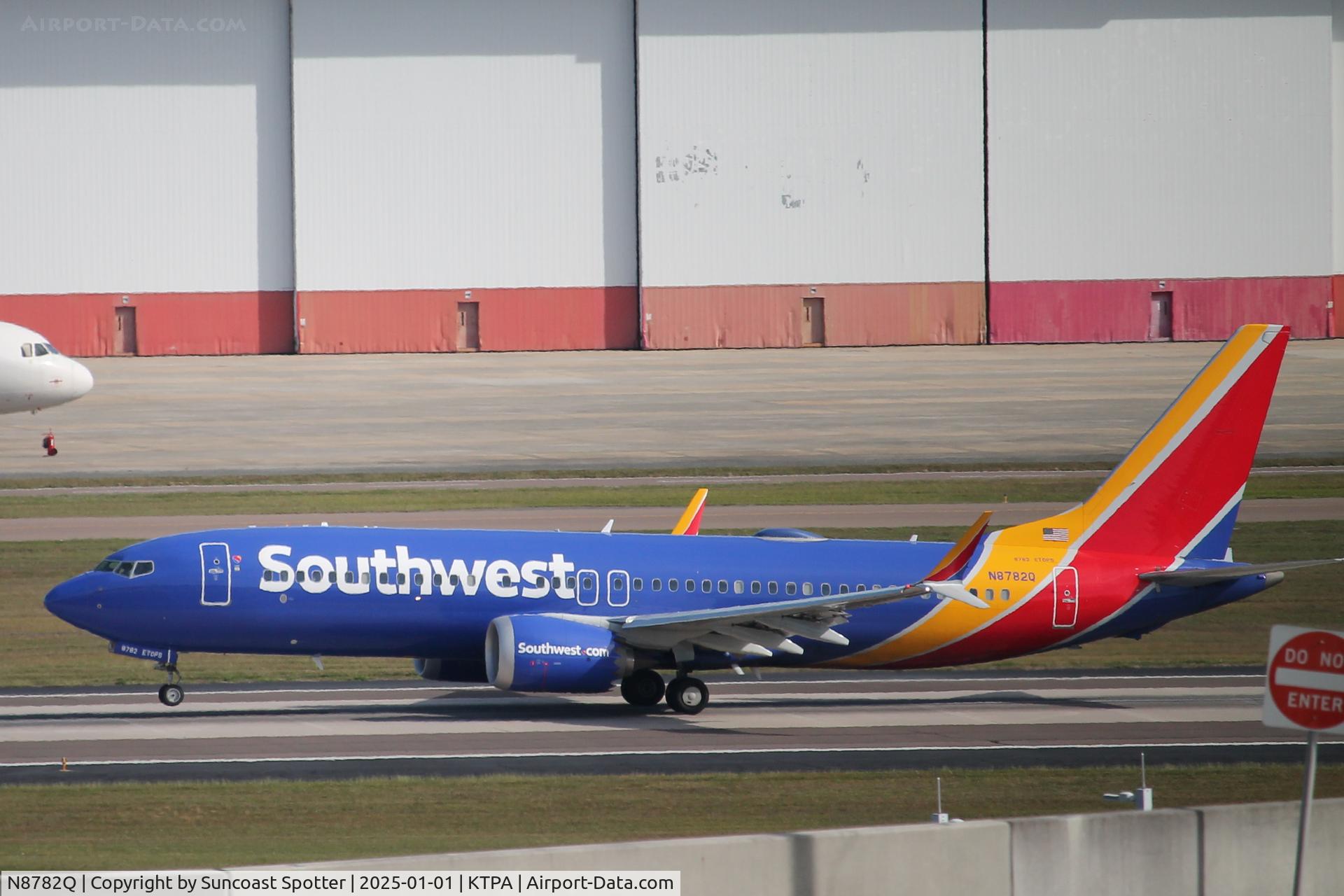 N8782Q, Boeing 737-8 MAX C/N 67759, Southwest Flight 4232 departs Runway 1R at Tampa International airport enroute to Austin-Bergstrom International Airport