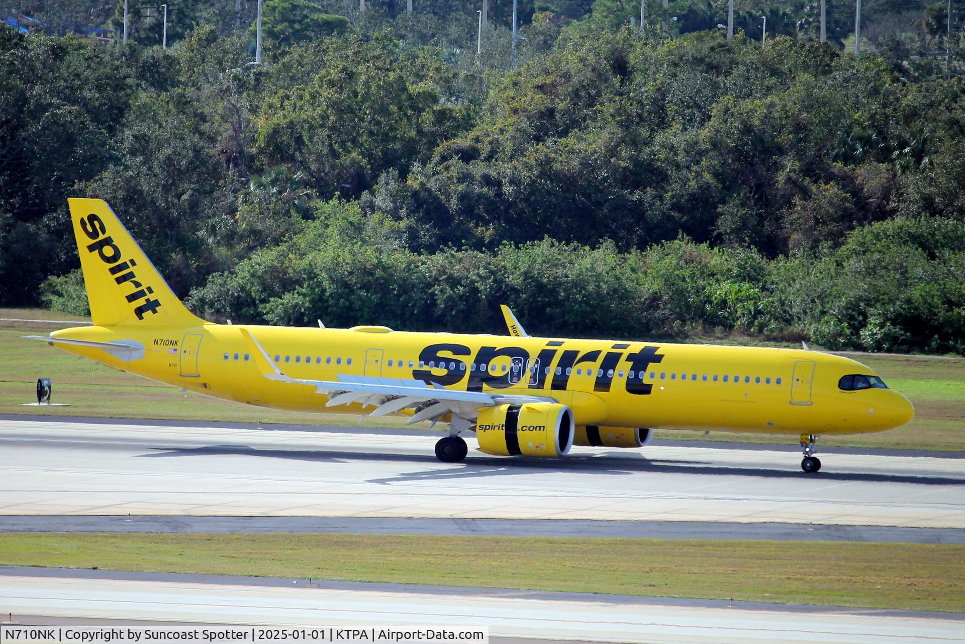 N710NK, 2023 Airbus A321-271NX C/N 11458, Spirit Flight 409 arrives on Runway 1L at Tampa International Airport following flight from Harry Reid International Airport