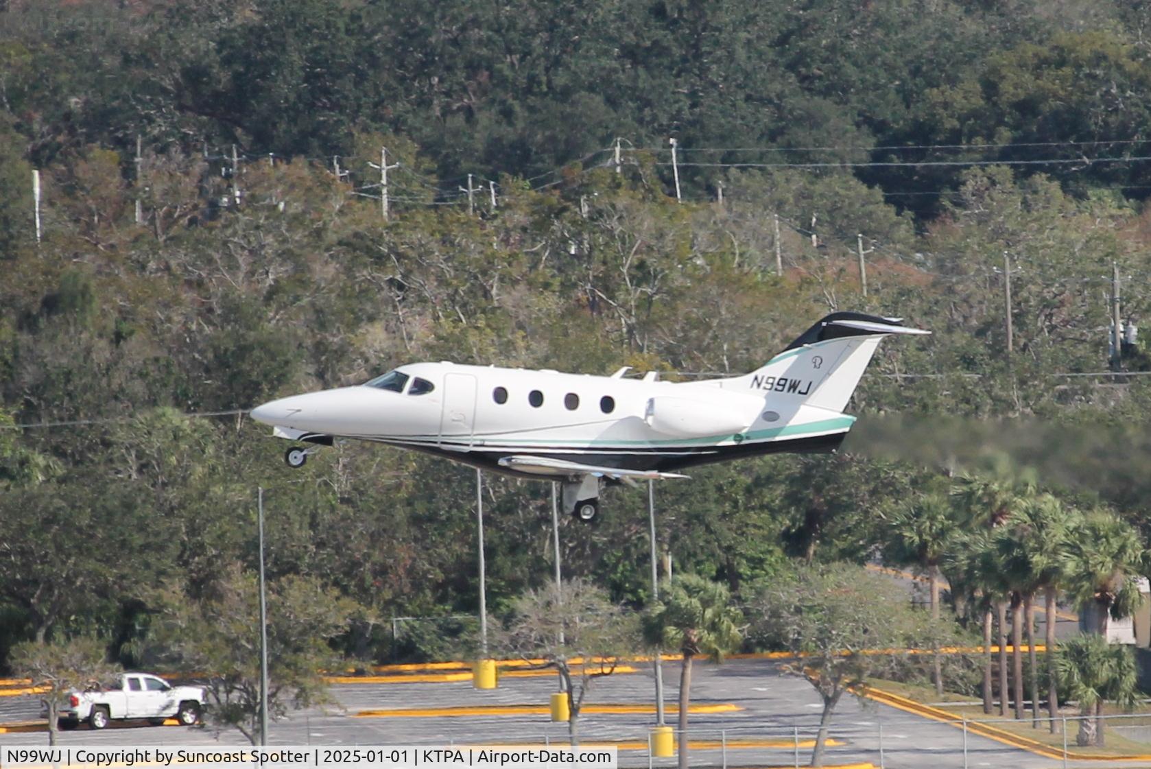 N99WJ, 2002 Beech 390 Premier 1 C/N RB-52, Premier 99WJ departs Runway 1R at Tampa International airport enroute to Asheville Regional Airport