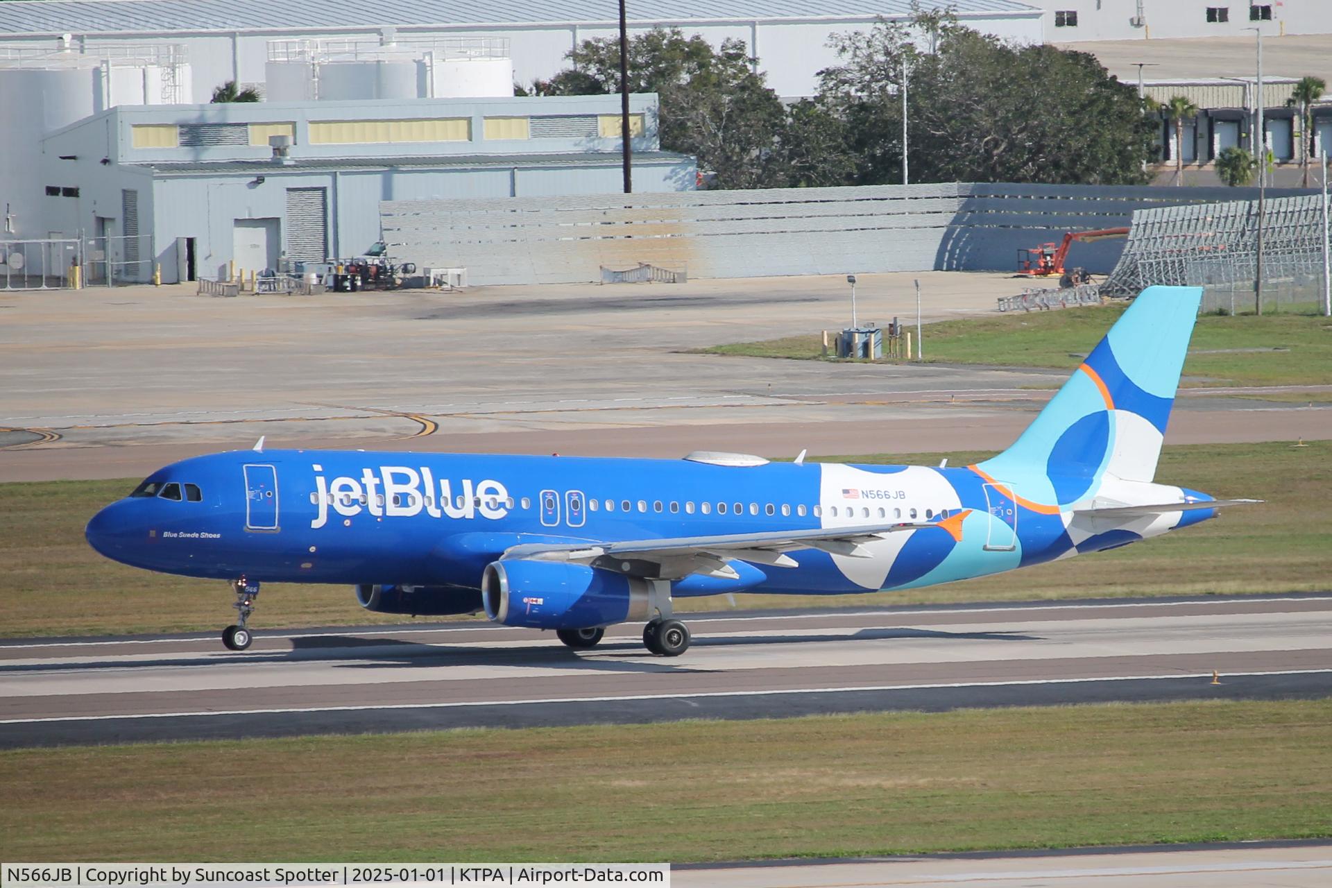 N566JB, 2003 Airbus A320-232 C/N 2042, JetBlue Flight 1365 departs Runway 1R at Tampa International airport enroute to Cancun International Airport