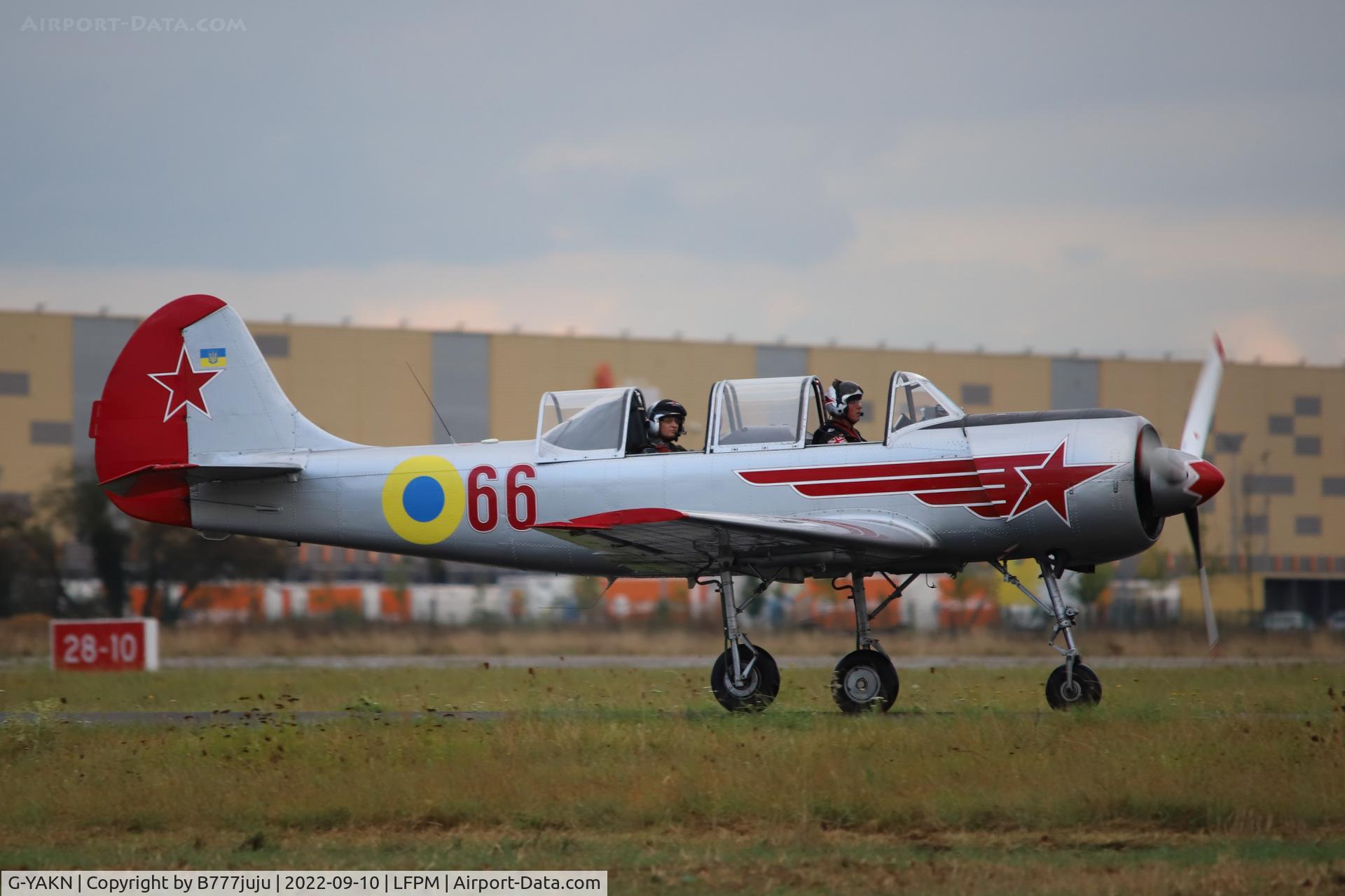 G-YAKN, 1985 Bacau Yak-52 C/N 855905, at Air Legend 2022