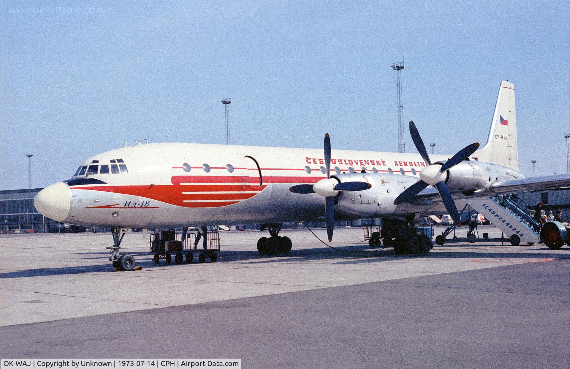 OK-WAJ, 1967 Ilyushin Il-18D C/N 1870101, Copenhagen 14.7.1973