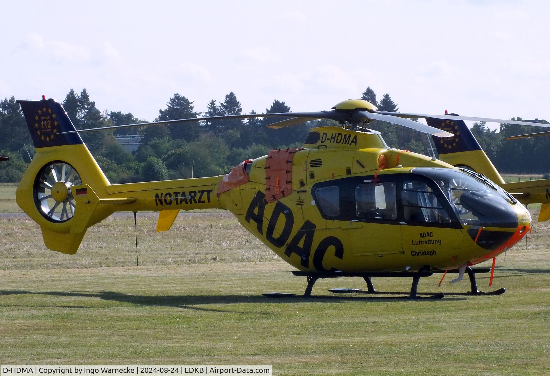 D-HDMA, Eurocopter EC-135P-2 C/N 0239, Eurocopter EC135P2 EMS-helicopter of ADAC Luftrettung at Bonn-Hangelar airfield during the Grumman Fly-in 2024