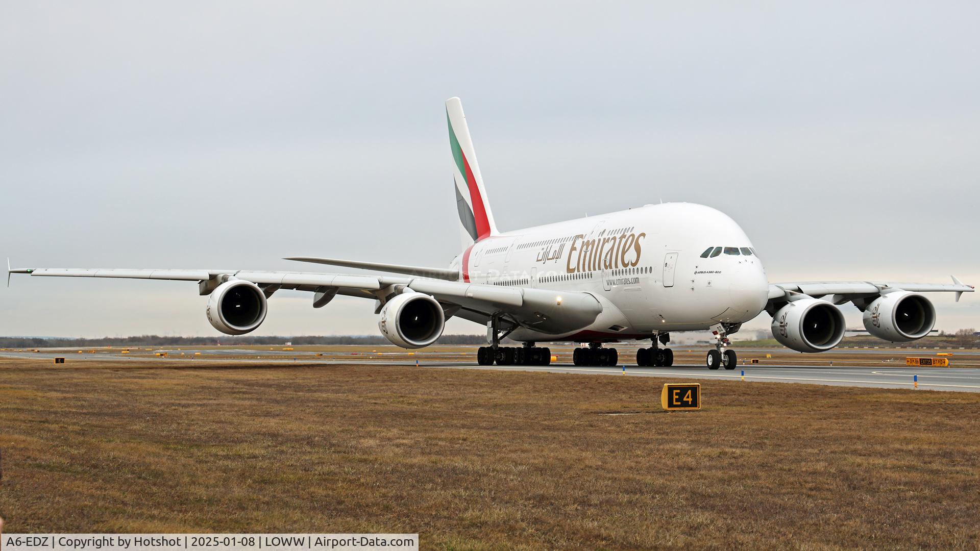 A6-EDZ, 2012 Airbus A380-861 C/N 107, Taxiing on E to holdingpoint runway 34.