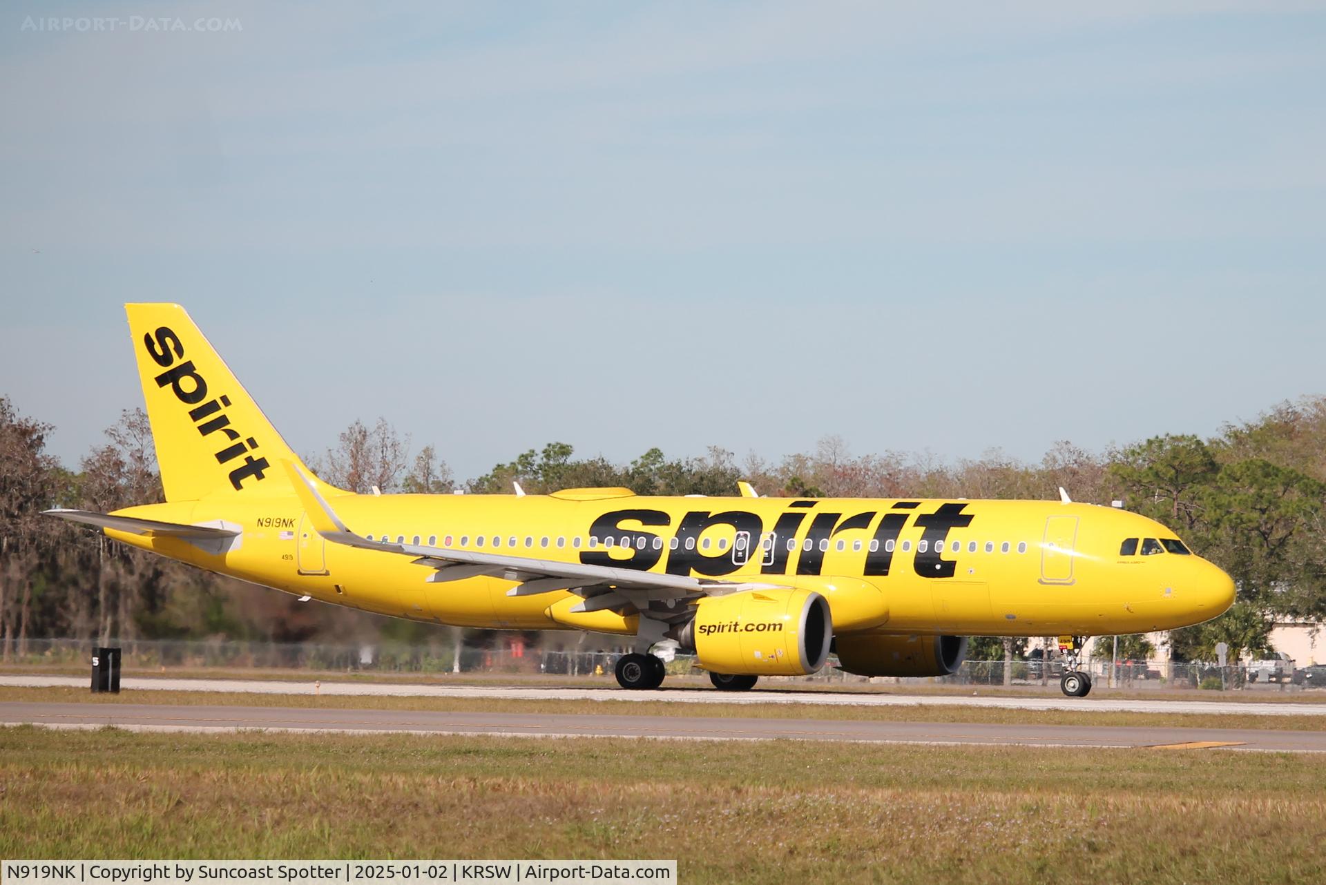 N919NK, 2019 Airbus A320-271N C/N 9272, Spirit Flight 450 departs Runway 6 at Southwest Florida International Airport prior to flight to Indianapolis International Airport