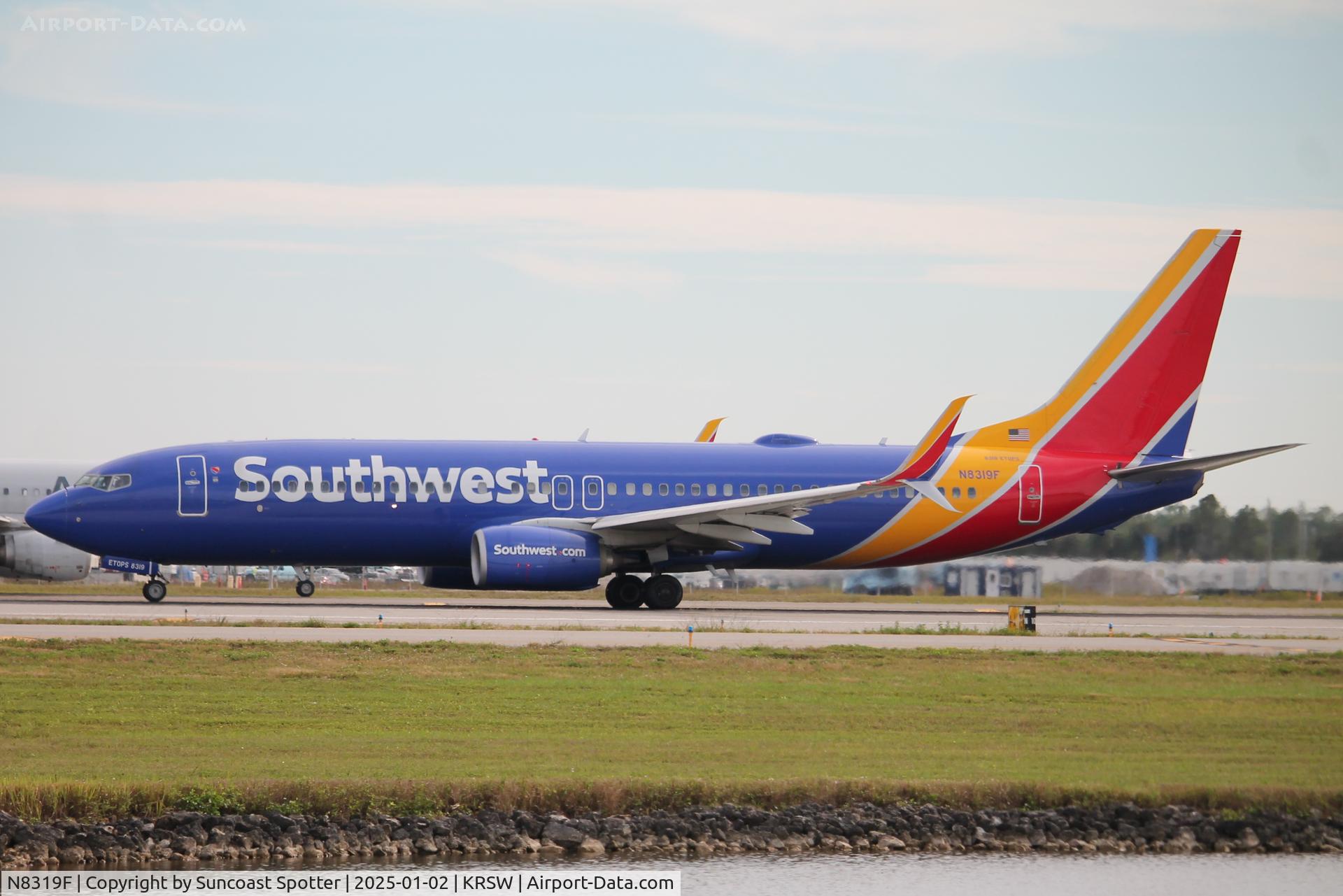 N8319F, 2012 Boeing 737-8H4 C/N 36994, Southwest Flight 1091 departs Runway 6 at Southwest Florida International Airport enroute to St Louis-Lambert International Airport