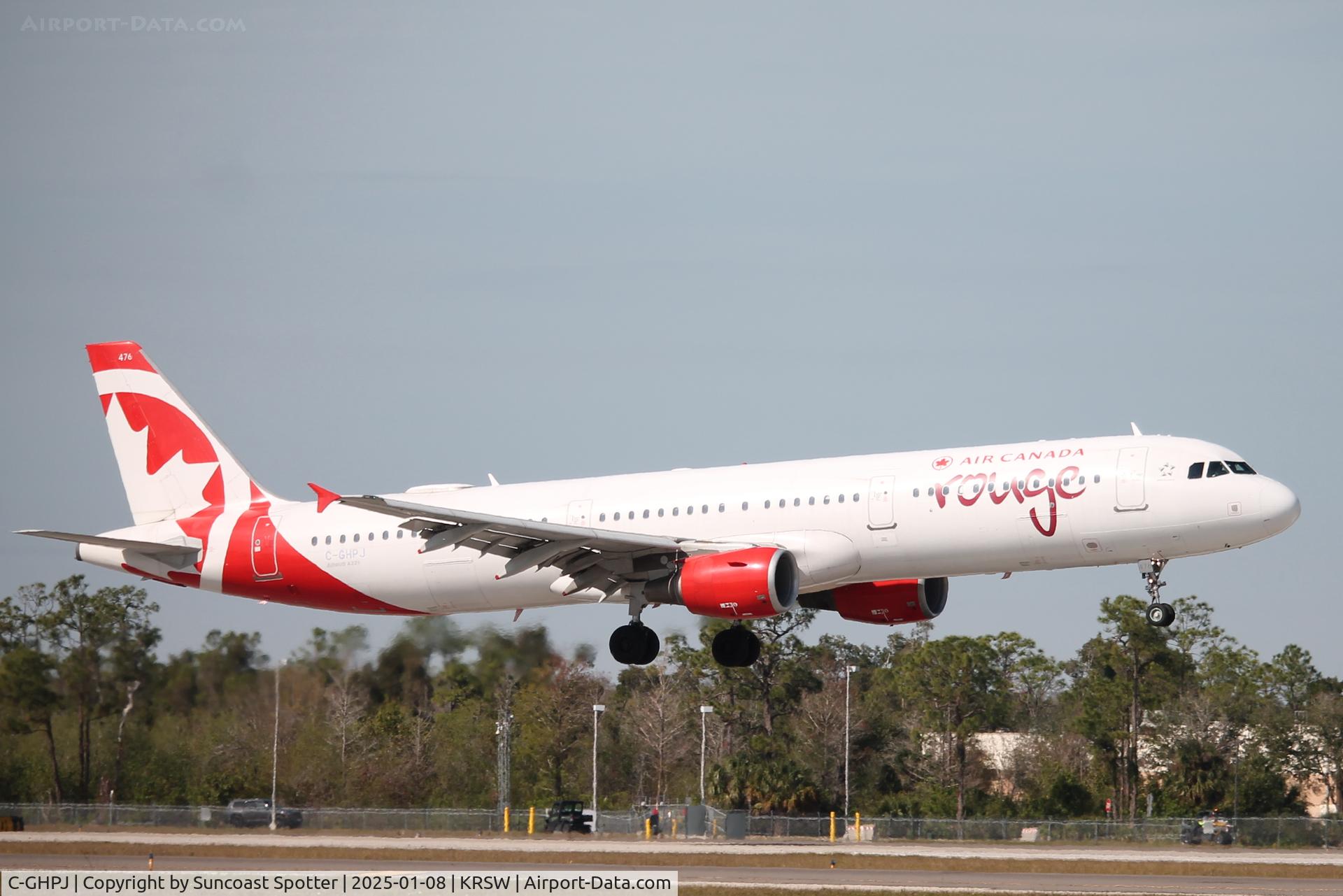 C-GHPJ, 2013 Airbus A321-211 C/N 5733, Rouge Flight 1662 arrives on Runway 6 at Southwest Florida International Airport following flight from Toronto-Pearson International Airport