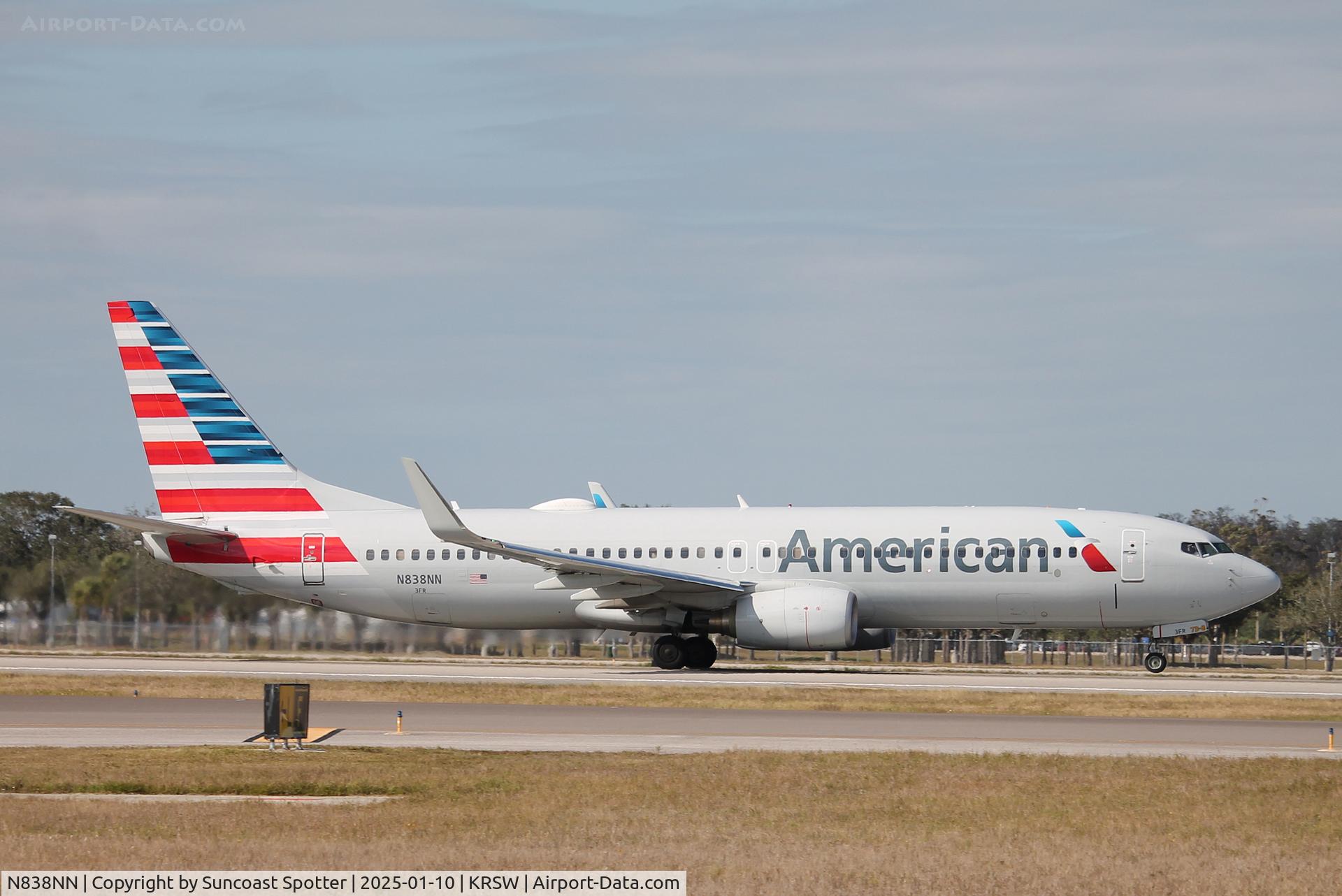 N838NN, 2010 Boeing 737-823 C/N 31097, American Flight 1453 arrives on Runway 6 at Southwest Florida International Airport following flight from Chicago-O’Hare International Airport
