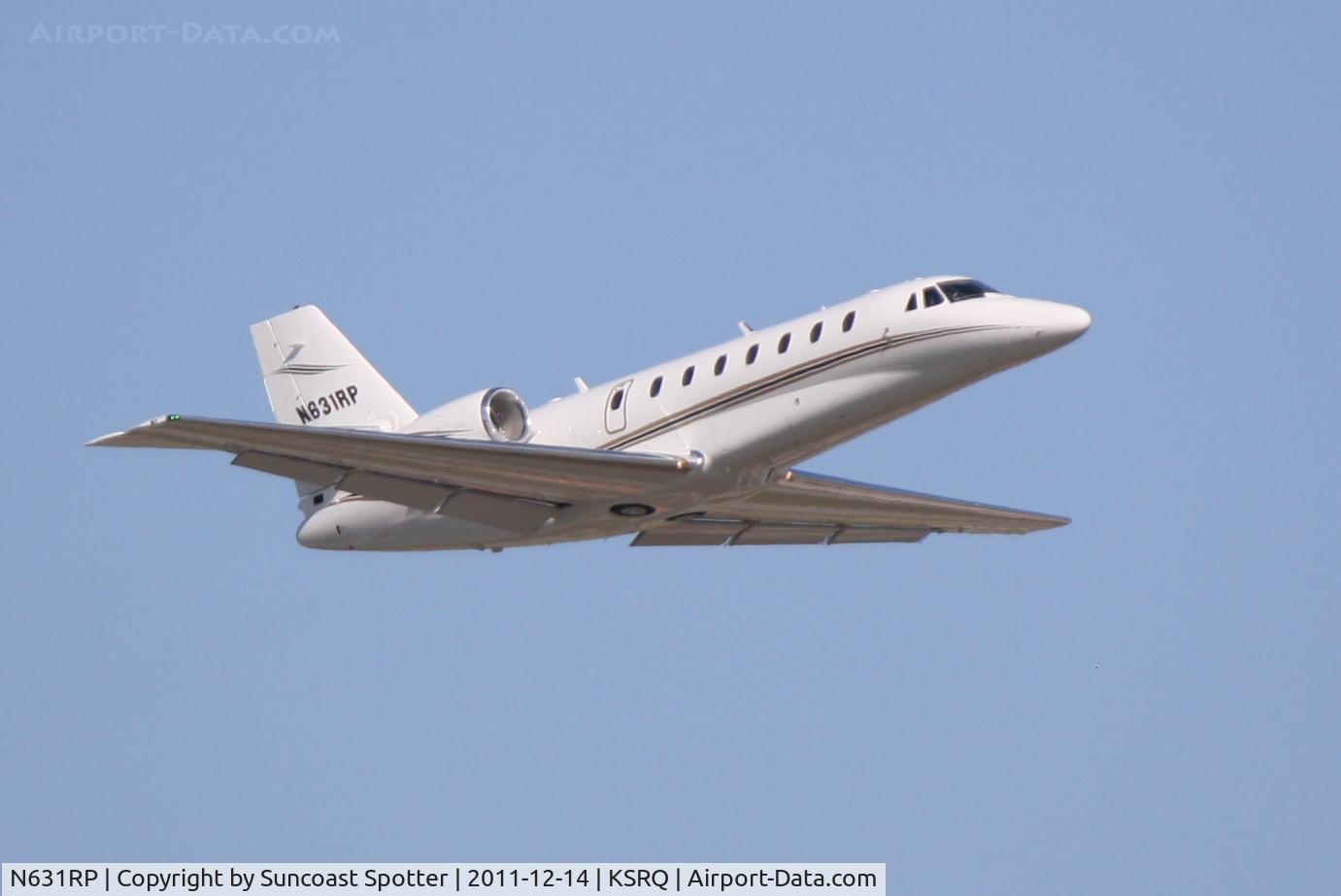 N631RP, 2008 Cessna 680 Citation Sovereign C/N 680-0256, N631RP departs Runway 14 at Sarasota-Bradenton International Airport