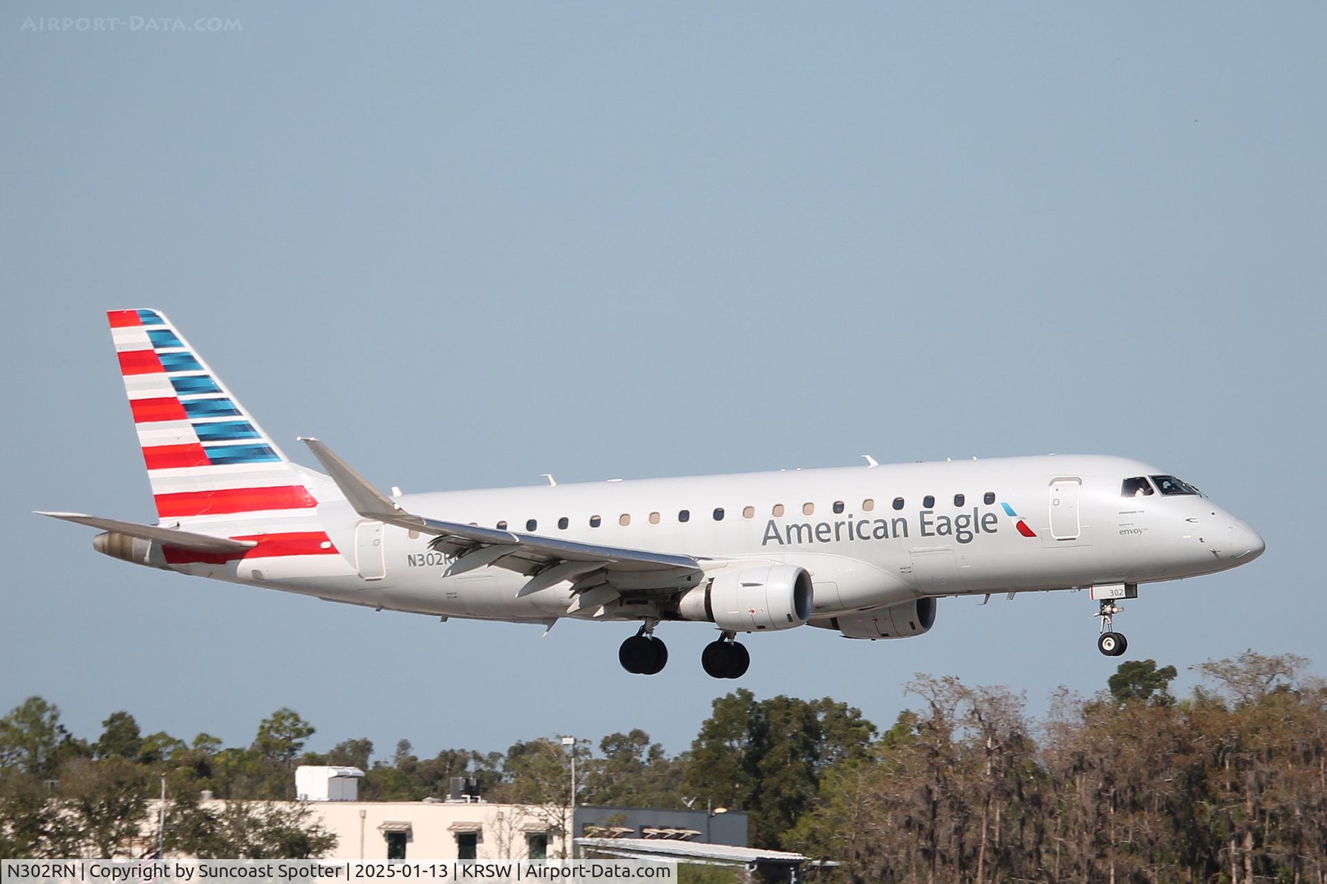 N302RN, 2020 Embraer 175LR C/N 17000849, American Flight 3785 operated by Envoy arrives on Runway 6 at Southwest Florida International Airport following flight from Reagan National Airport