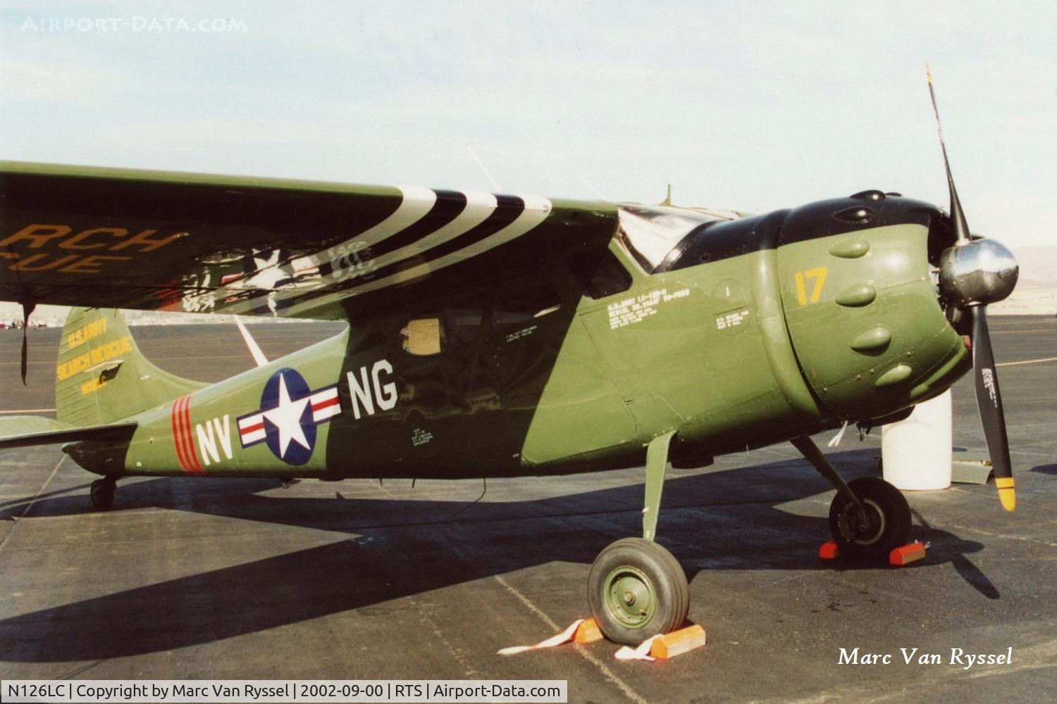 N126LC, 1950 Cessna 195 C/N 7632, At Reno Air Races in September 2002.
