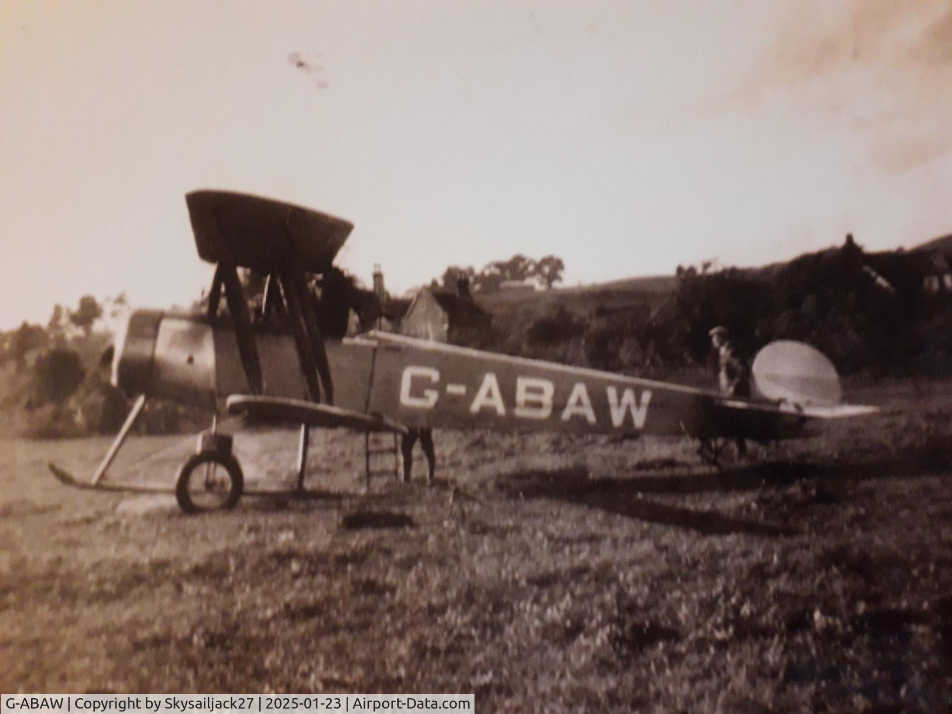G-ABAW, Avro 504K C/N J8347, Original picture taken in a field possibly in the Stanford Bridge,  nr Tenbury Worcestershire area.