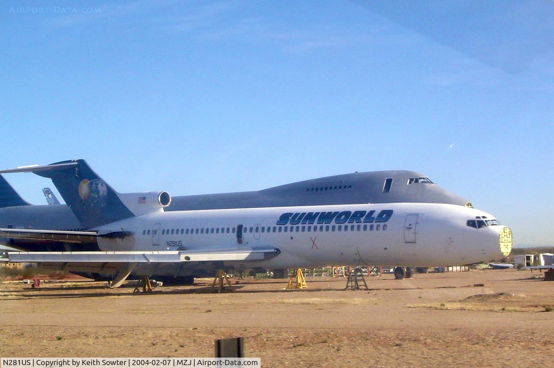 N281US, 1975 Boeing 727-251 C/N 21160, Image taken through perspex window of aircraft whilst overflying / taxying around