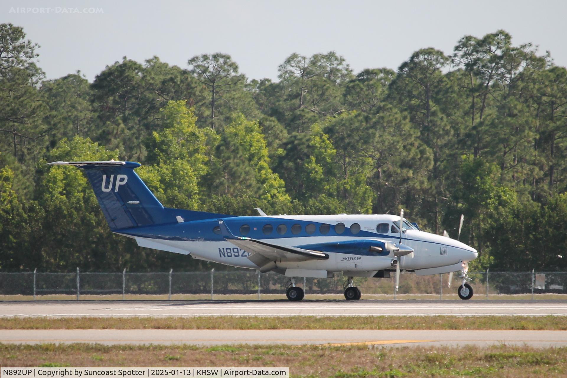 N892UP, 2018 Beechcraft King Air 350 C/N FL-1139, Wheels Up Flight 892 arrives on Runway 24 at Southwest Florida International Airport following flight from Savannah/Hilton Head International Airport