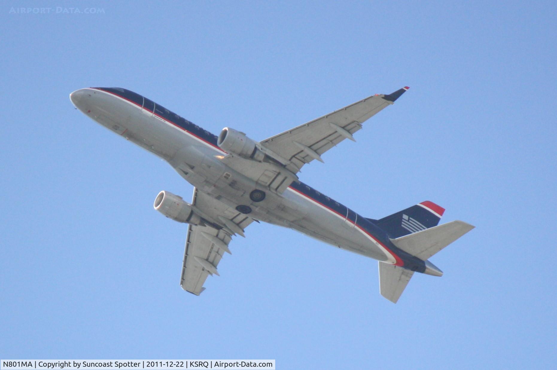 N801MA, 2004 Embraer 170SU (ERJ-170-100SU) C/N 17000012, Republic Airlines/US Airways Express Flight 3330 departs Runway 14 at Sarasota-Bradenton International Airport enroute to Reagan National Airport