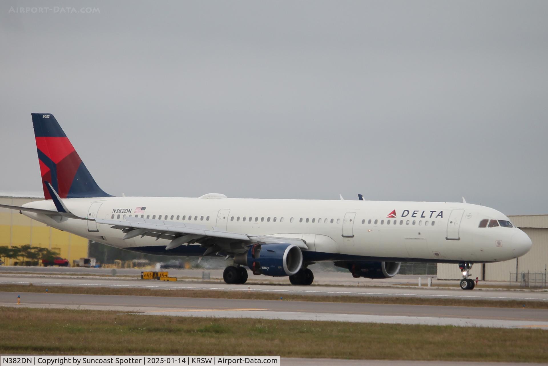 N382DN, 2019 Airbus A321-211 C/N 8854, Delta Flight 1349 arrives on Runway 6 at Southwest Florida International Airport following flight from Minneapolis-St Paul International Airport