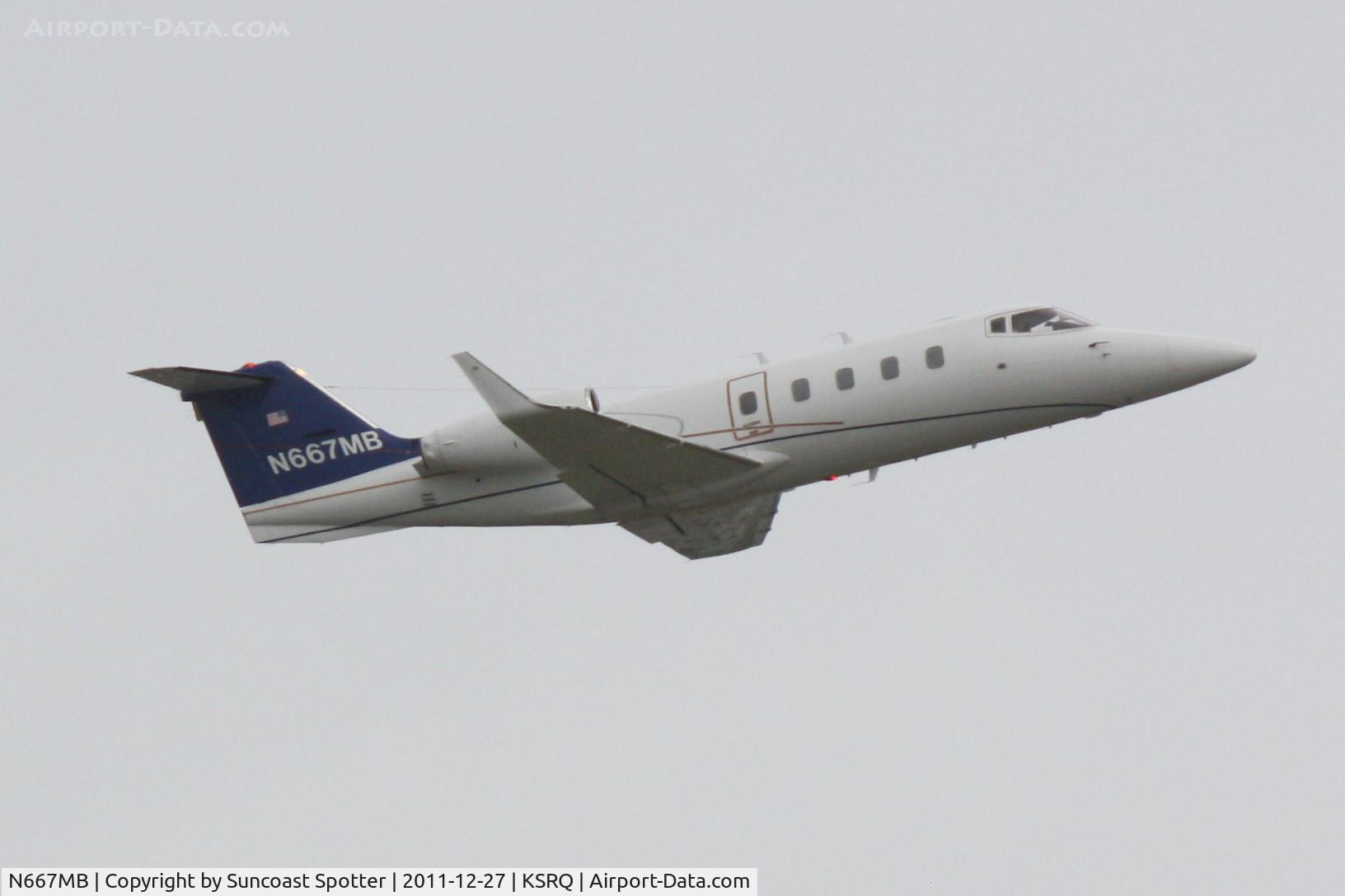 N667MB, 1982 Learjet 55 C/N 073, N667MB departs Runway 14 at Sarasota-Bradenton International Airport enroute to Lynden Pindling International Airport