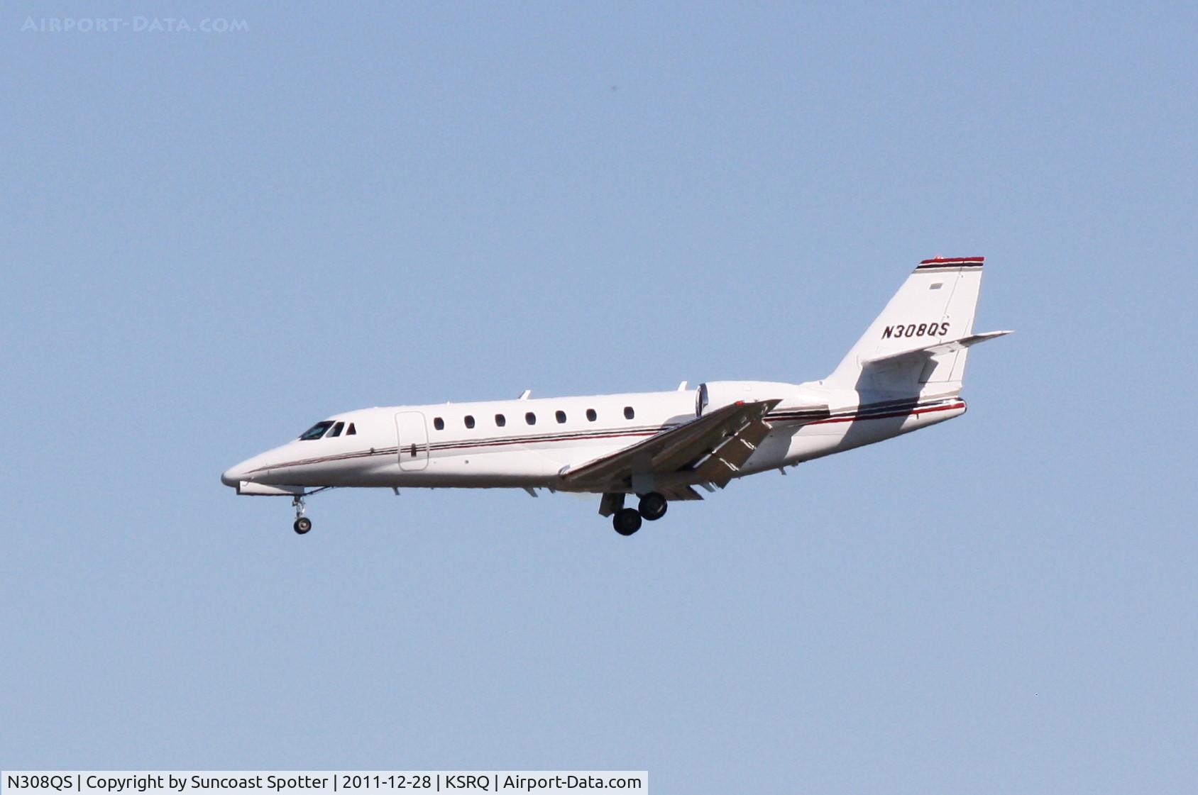 N308QS, 2006 Cessna 680 Citation Sovereign C/N 680-0116, Cessna Citation Sovereign on approach to Runway 32 at Sarasota-Bradenton International Airport