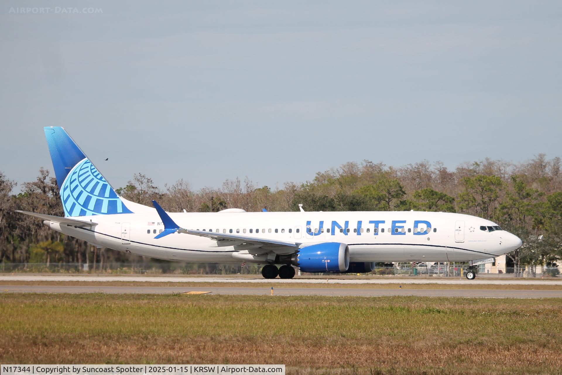 N17344, 2024 Boeing 737 Max 8 C/N 67622, United Flight 661 departs Runway 6 at Southwest Florida International Airport enroute to Newark-Liberty International Airport
