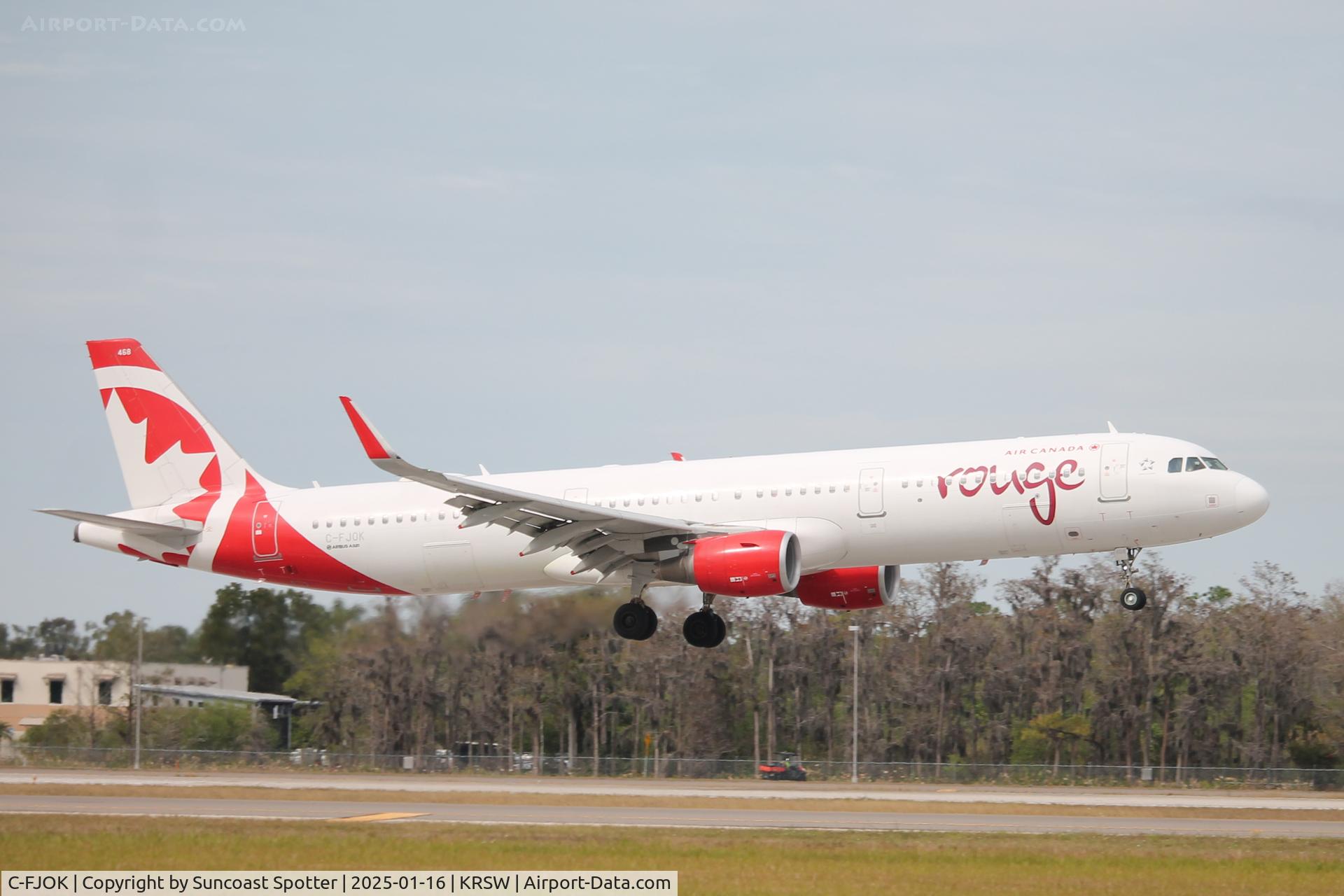 C-FJOK, 2015 Airbus A321-211 C/N 6844, Rouge Flight 1662 arrives on Runway 6 at Southwest Florida International Airport following flight from Toronto-Pearson International Airport
